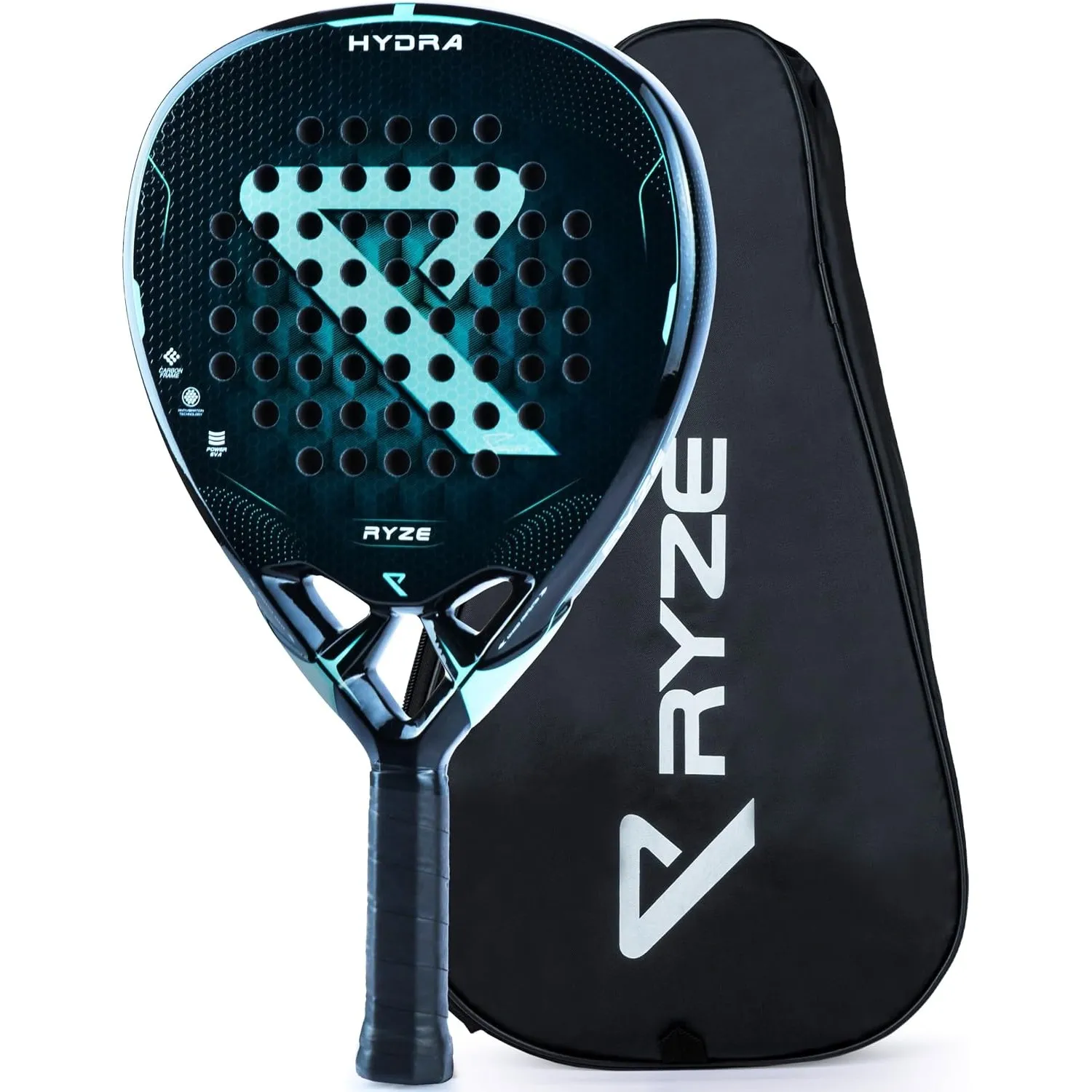 RYZE Hydra Padel Schläger aus 100% Kohlefaser - Maximale Power, Kontrolle & Präzision - 365g mit EVA-18 Schaum - Unisex…