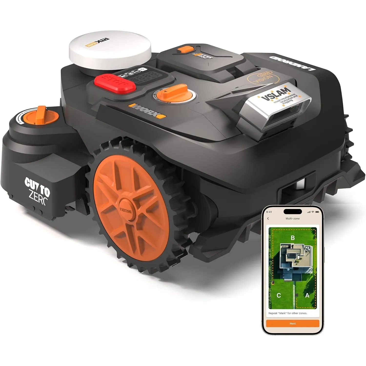 Worx Vision Cloud WR306E, 2WD Mähroboter ohne Begrenzungskabel, 600 m²