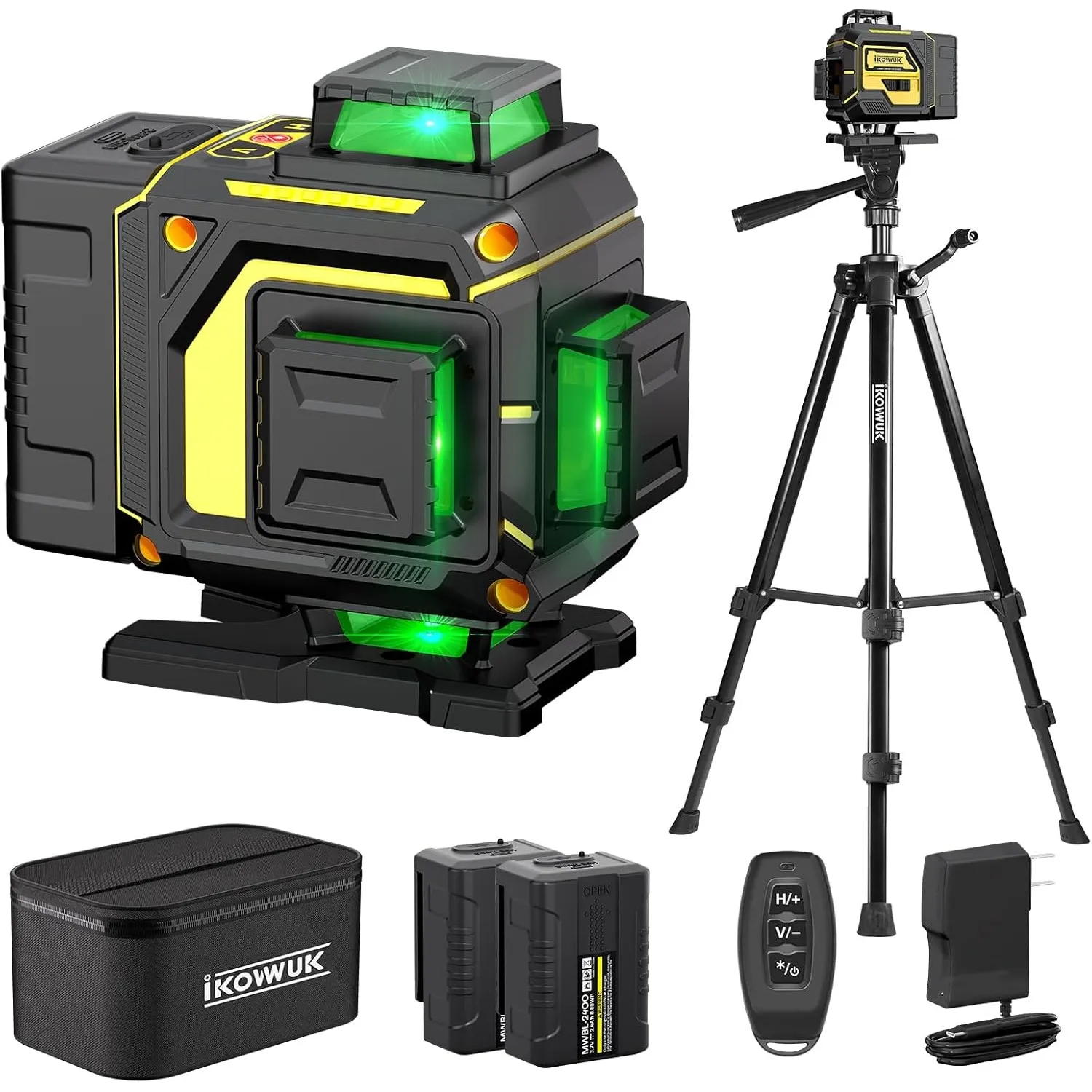 Kreuzlinienlaser mit Stativ, 4D 16 Linienlaser Grün Kreuzlaser 4x360°