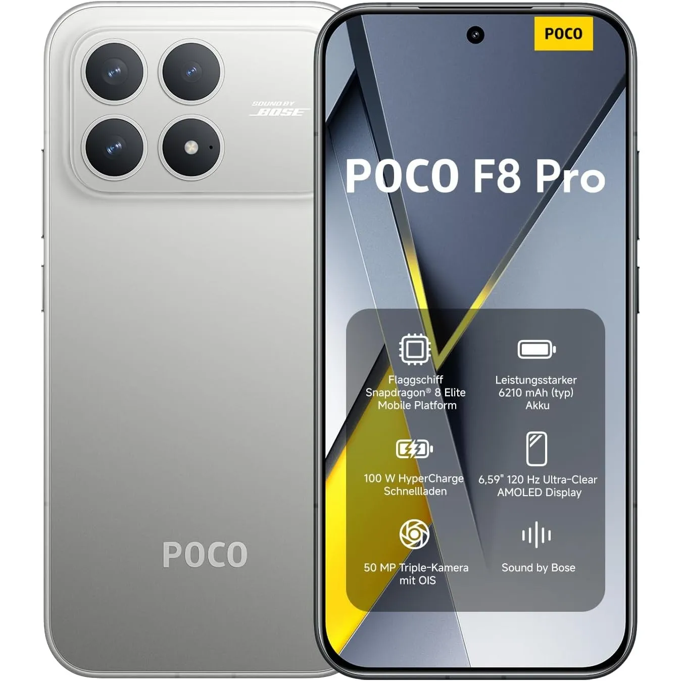 XIAOMI Poco F8 Pro, Smartphone 12+512 GB, Handy mit Android, 6.59" 120Hz AMOLED Display, 50MP Triple-Kamera mit 60mm Te…