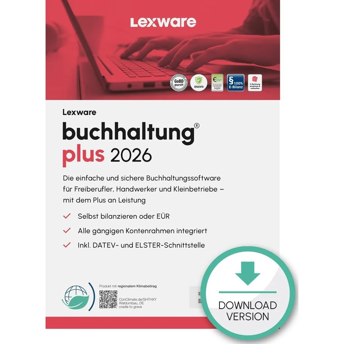 Lexware buchhaltung Plus 2026 (365 Tage)| Einfache Buchhaltungs-Software vom Marktführer | PC Aktivierungscode per Email