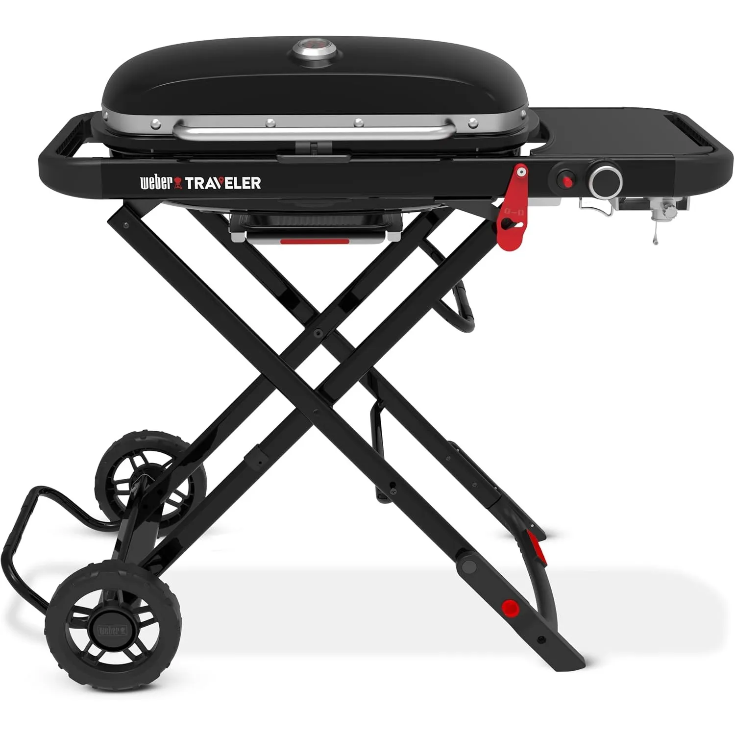 Weber Traveler Gasgrill mit klappbarem Untergestell und Rädern