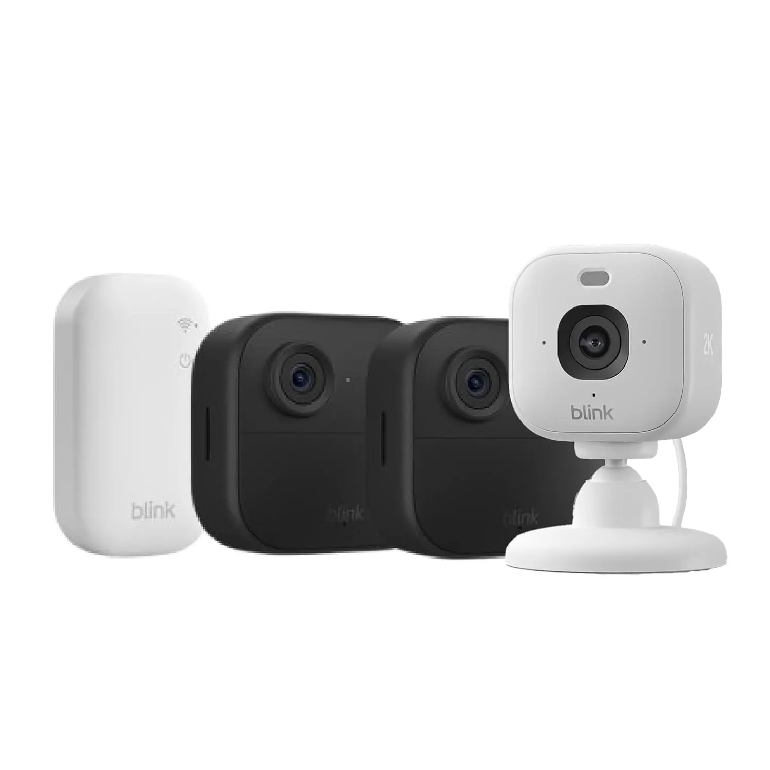 Blink-Kamera Outdoor 4 + Blink Mini 2K+ Weiß (neueste Generation)| Kabellose intelligente HD-Sicherheitskamera, zwei Ja…