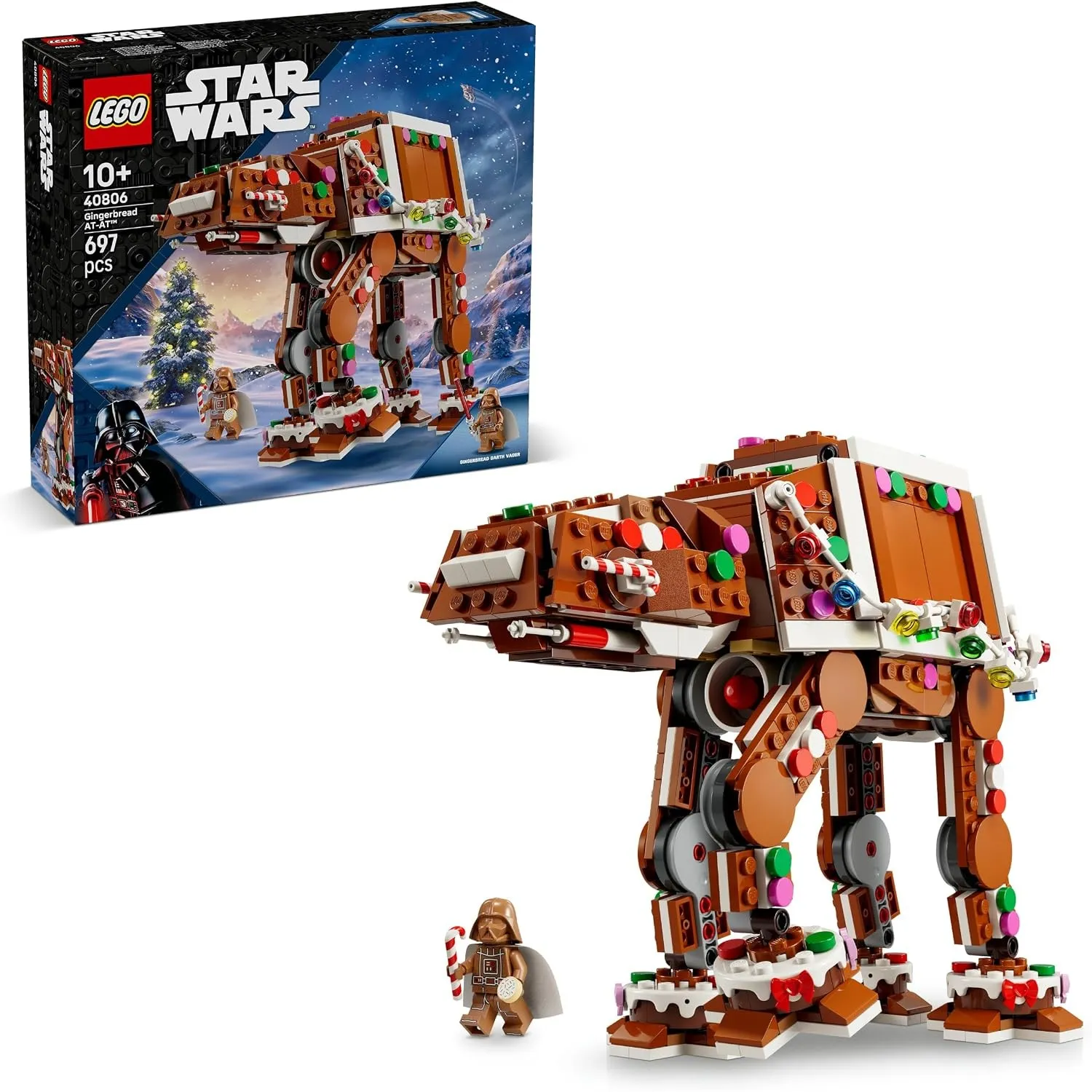 LEGO Star Wars 40806 Lebkuchen AT-AT - Weihnachtlicher Bausatz für Kinder inkl. Darth Vader Minifigur & Lichtschwert - …