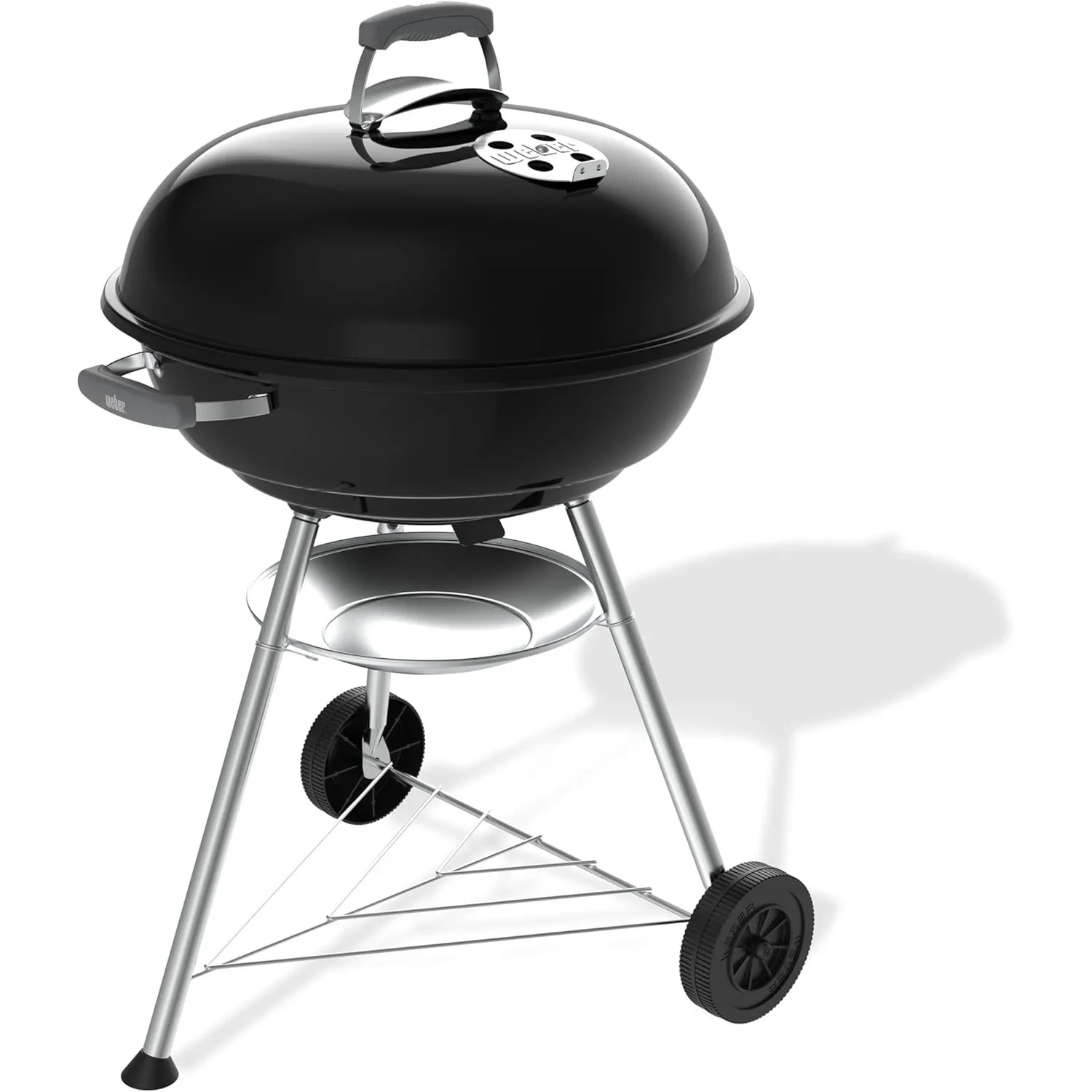 Weber Compact Kettle Holzkohlegrill 57 cm mit Stand und Rädern | Rostbeständige porzellanemaillierte Oberfläche, Aschea…