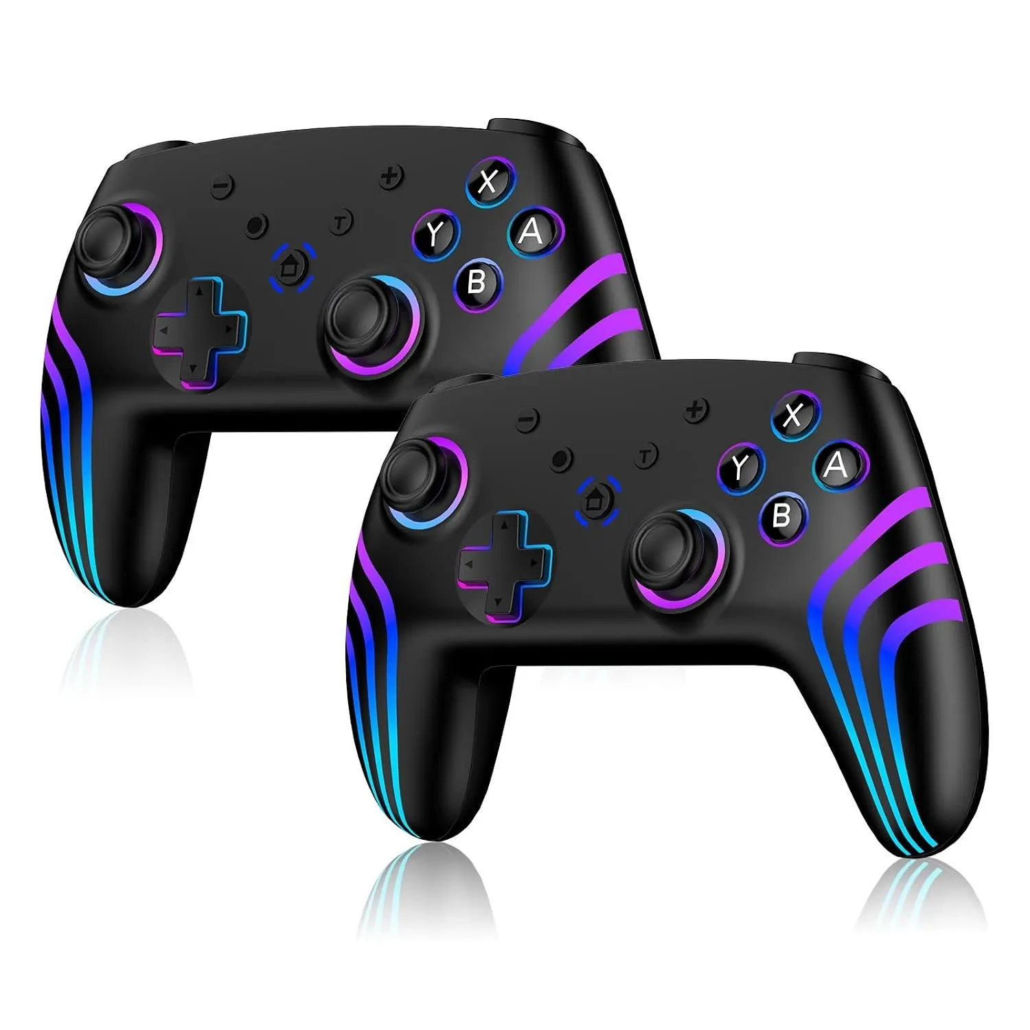 Riscvma 2pcs Switch 2 Controller für Switch/Switch 2/Lite/OLED/PC, Controller für Switch mit 7 Farbwechselnde RGB Beleu…