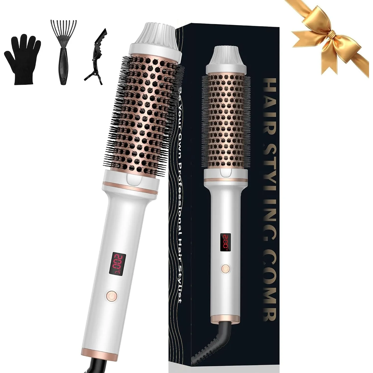 UKLISS Thermobürste 38mm Thermal Brush Lockenbürste [120-210℃], Weiß
