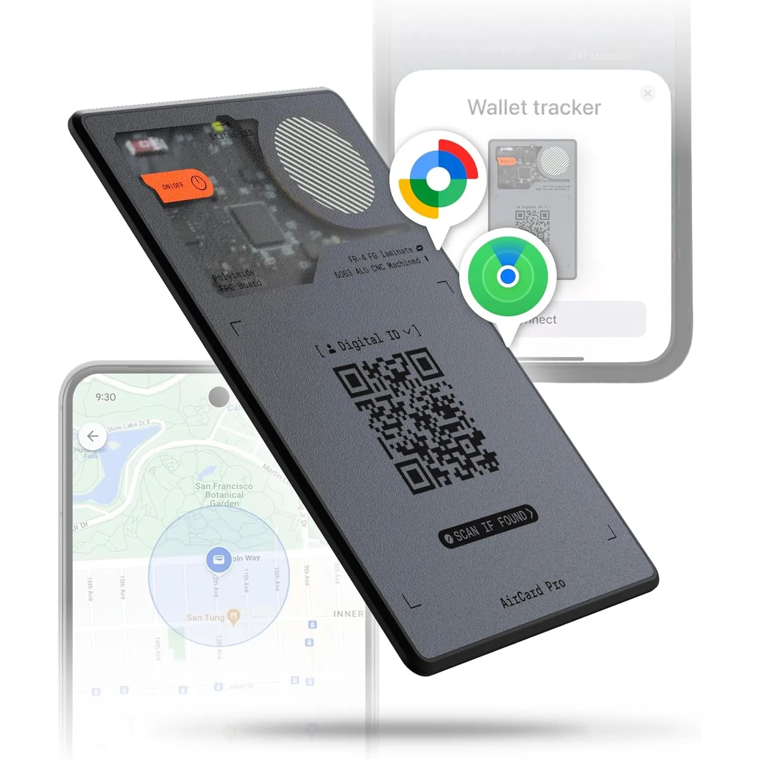 Rolling Square AirCard Pro Dual – Wallet Tracker Android und Apple Tracking Card Kompatibel mit Apple Find My und Googl…