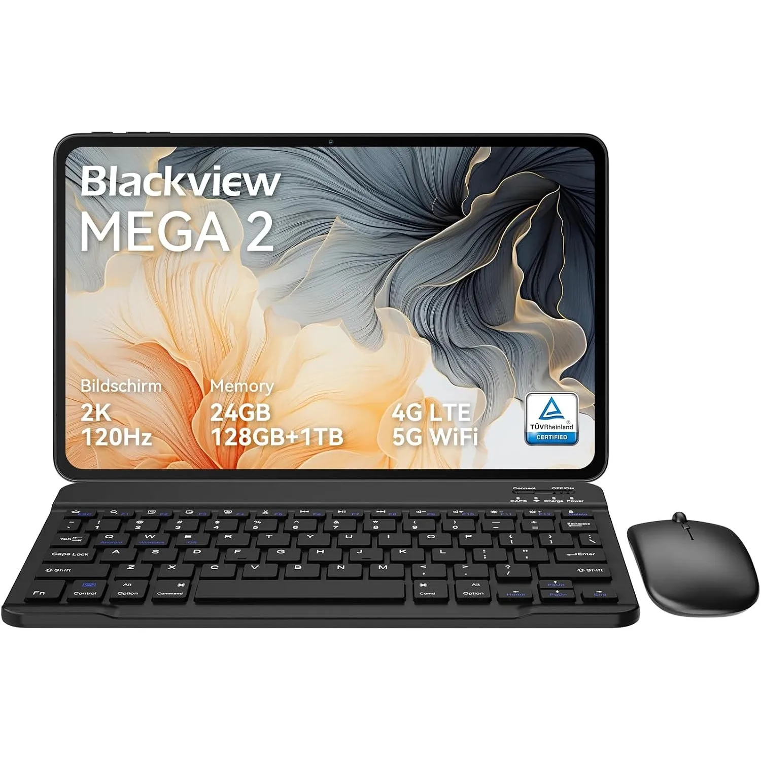 Blackview Mega2 Tablet 12 Zoll Android 15 Tablets mit Tastatur Maus Stift