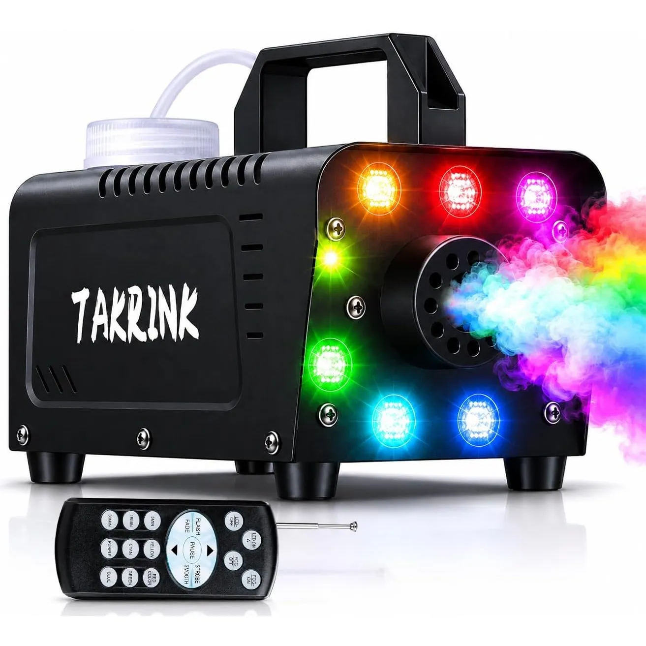 TAKRINK 900W Nebelmaschine, Rauchmaschine mit 16 Farben RGB LED | 900W, 8 LED, 16 Farben, Fernbedienung, 300 ml Tank, 2…