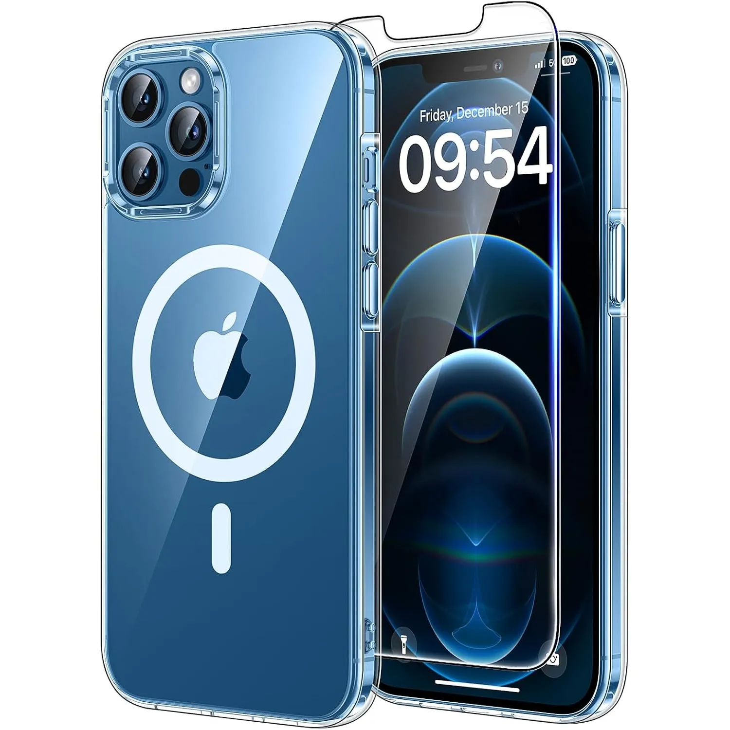 TAURI für iPhone 12 Pro Max Hülle 6,7" mit Schutzfolie - Durchsichtig