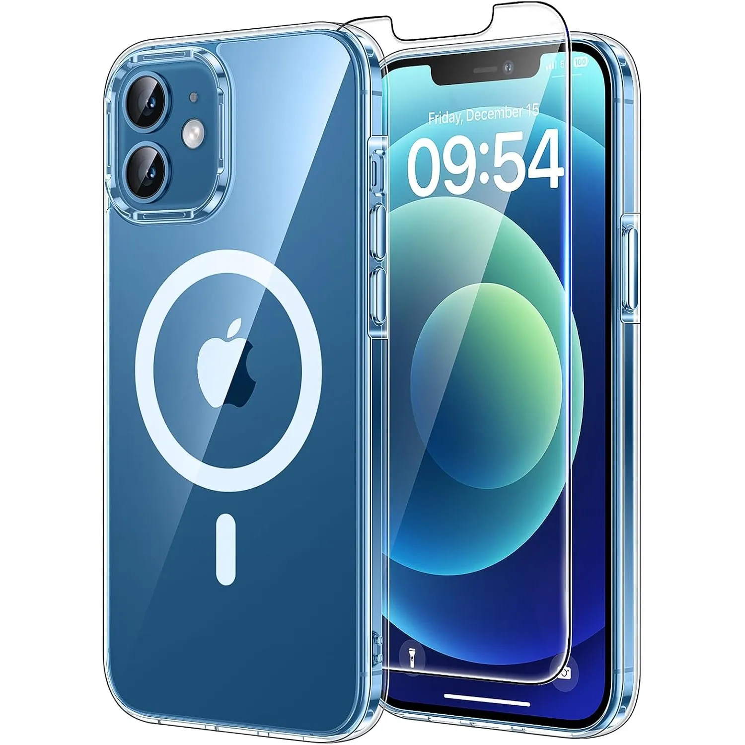 TAURI für iPhone 12/12 Pro Hülle 6,1" mit Schutzfolie - Durchsichtig | Kompatibel mit MagSafe, Schutz nach Militärstand…
