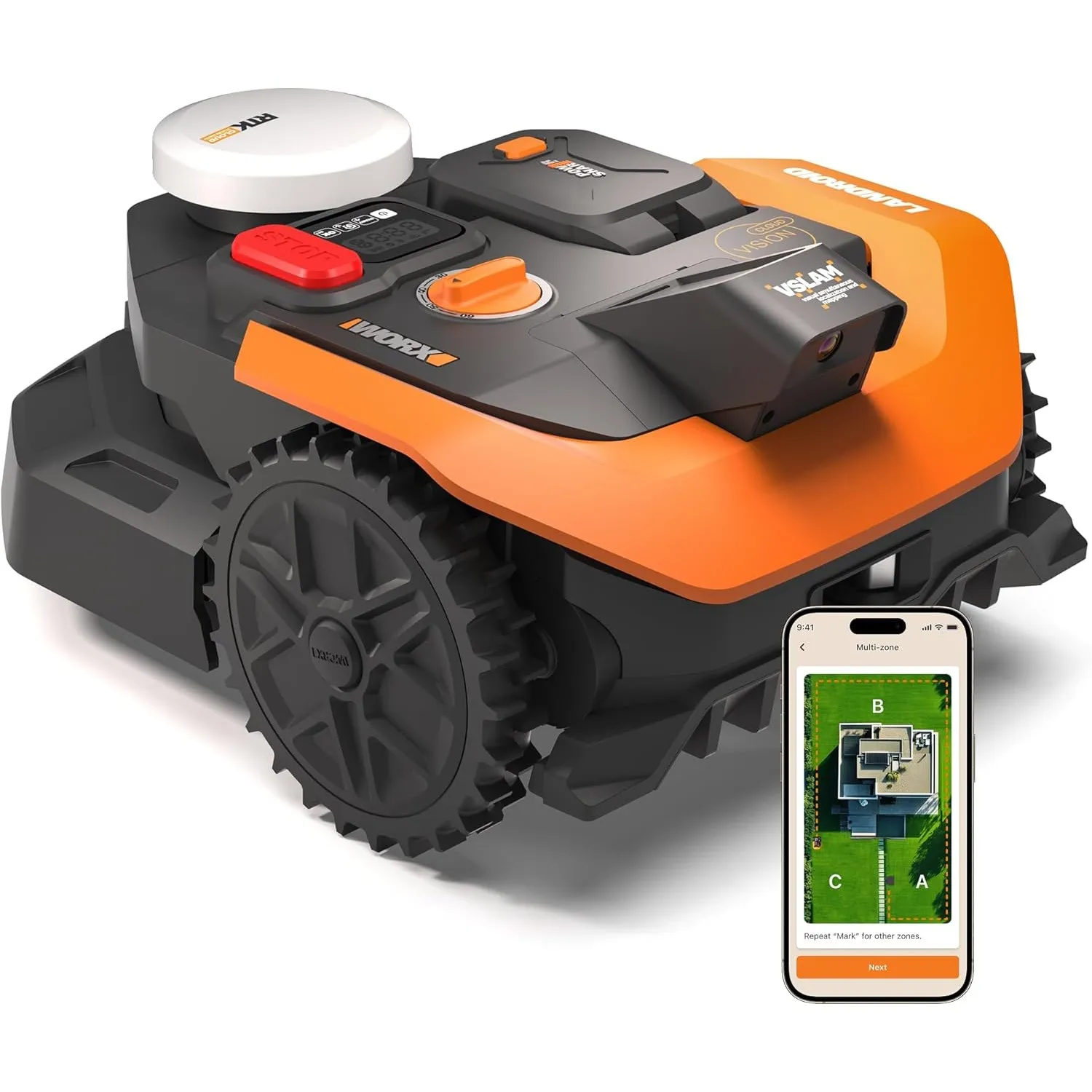 Worx Vision Cloud WR305E, 2WD Mähroboter ohne Begrenzungskabel, 500 m²