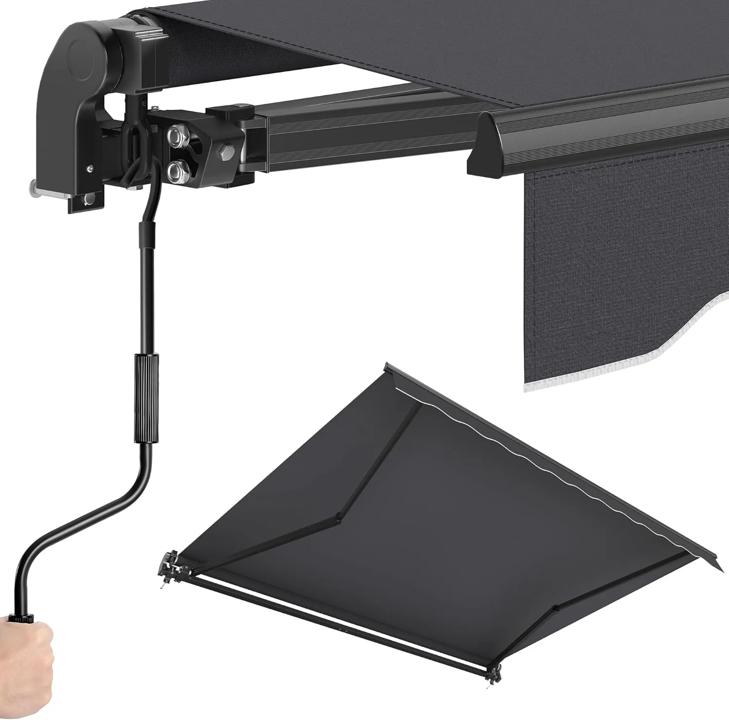 SONGMICS Gelenkarmmarkise, Markise mit Handkurbel, Balkon Sonnenschutz, UPF 50+, Aluminiumlegierung, verstellbar, 300 x…