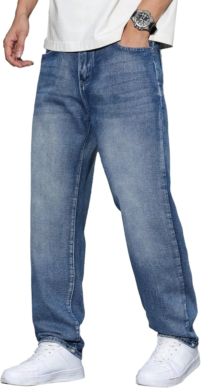 JMIERR Jeans Herren Baggy Baumwolle Weite Jeans Hose Herren Stretch Vintage Loose Fit - Bequeme Streetwear Freizeithosen