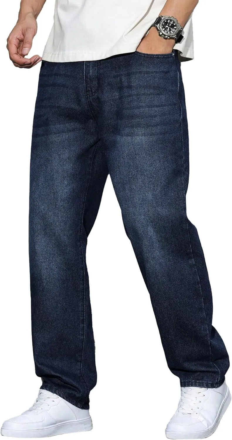 JMIERR Jeans Herren Baggy Baumwolle Weite Jeans Hose Herren Stretch Vintage Loose Fit - Bequeme Streetwear Freizeithosen