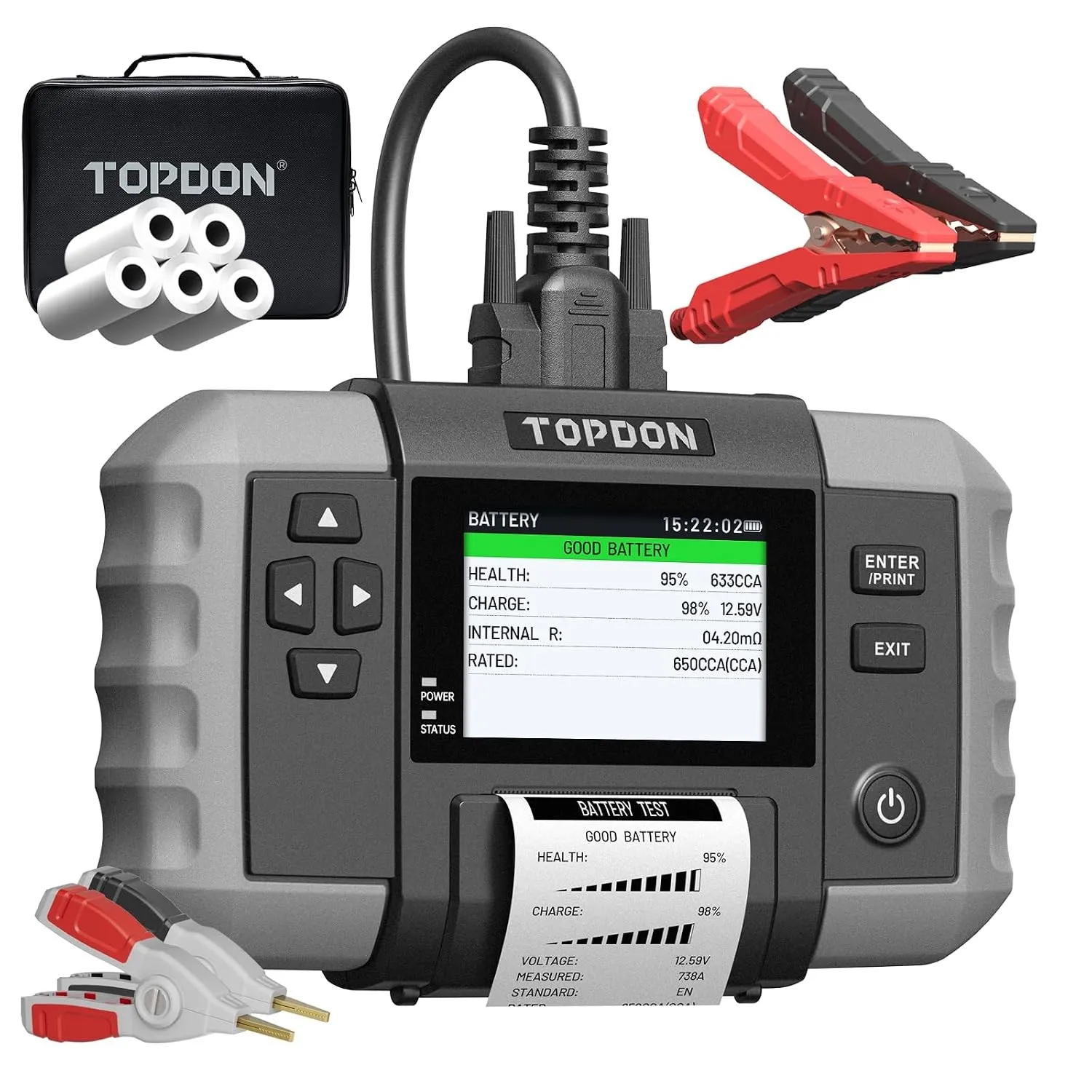 TOPDON Batterietester kfz BT600 Plus, Autobatterie Tester für 6V/12V/24V