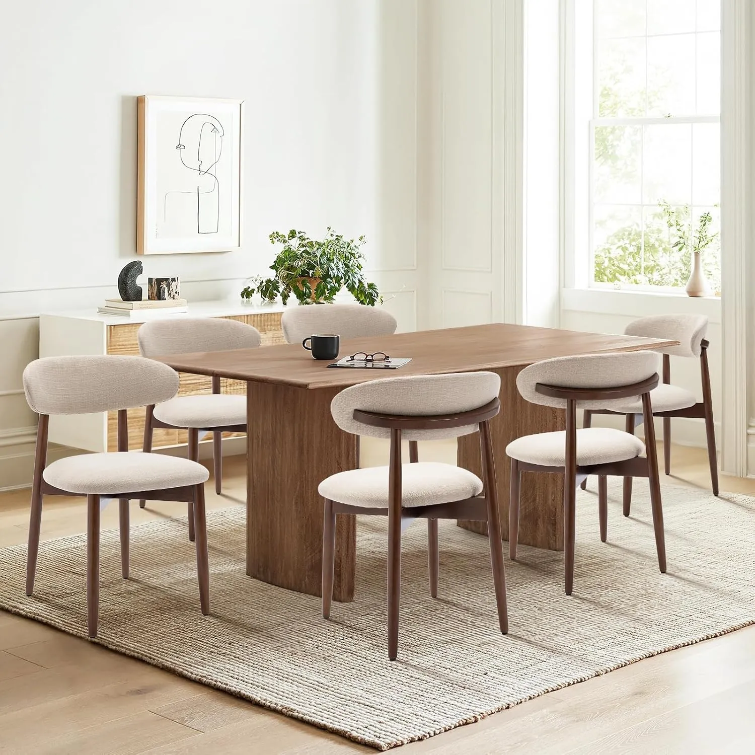 COLAMY Küchenstuhl Esszimmerstühle 6er Set, Moderne Polsterstuhl Essstühle mit Fester Rückenlehne, Stoff Esszimmerstühl…
