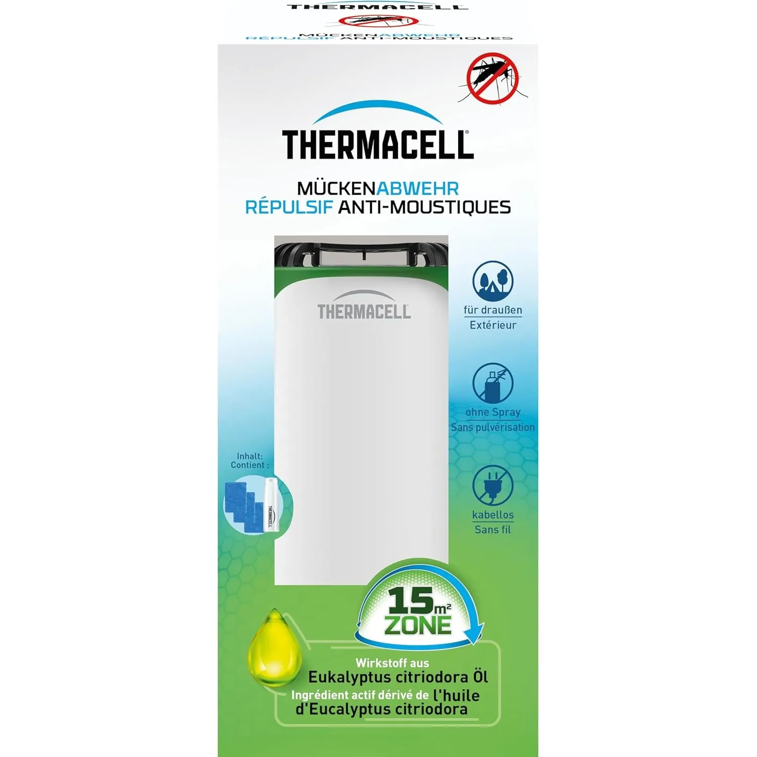 Thermacell Mückenabwehr Protect, innovatives und dekoratives Mückenschutz Standgerät im modernen Design, für Garten, Te…