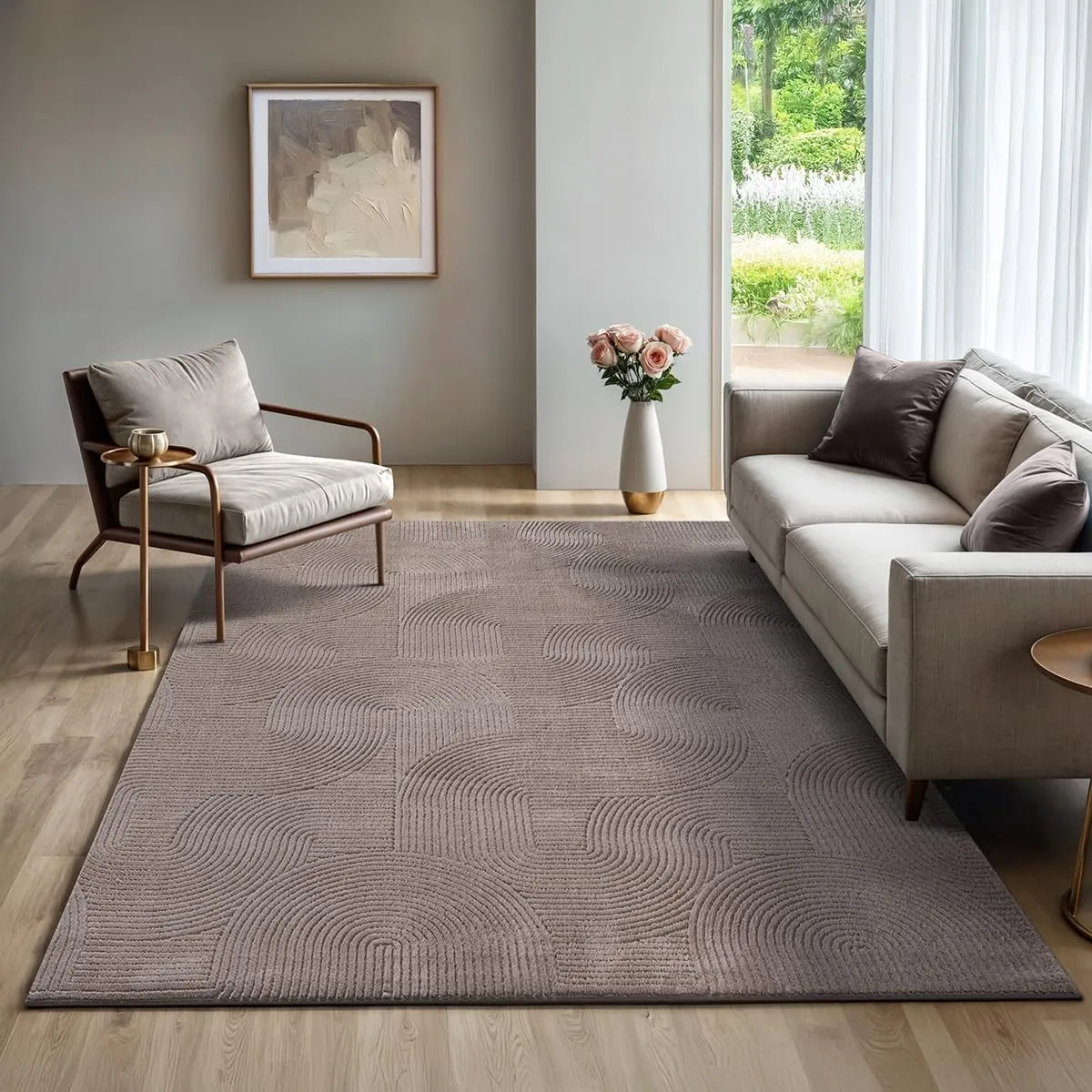 the carpet Rio - Moderner Kurzflor Teppich, weicher und pflegeleichter Anti-Rutsch-Teppich mit 3D-Optik, robust, für Wo…