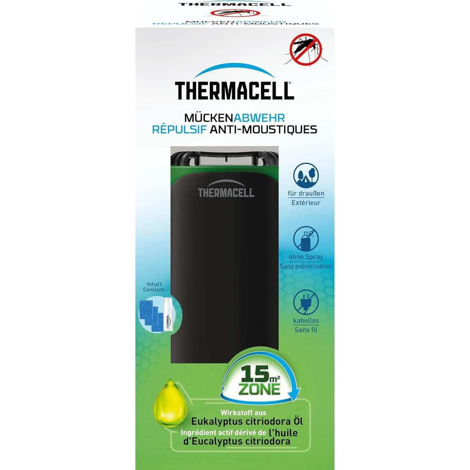 Thermacell Mückenabwehr Protect, innovatives und dekoratives Mückenschutz Standgerät im modernen Design, für Garten, Te…