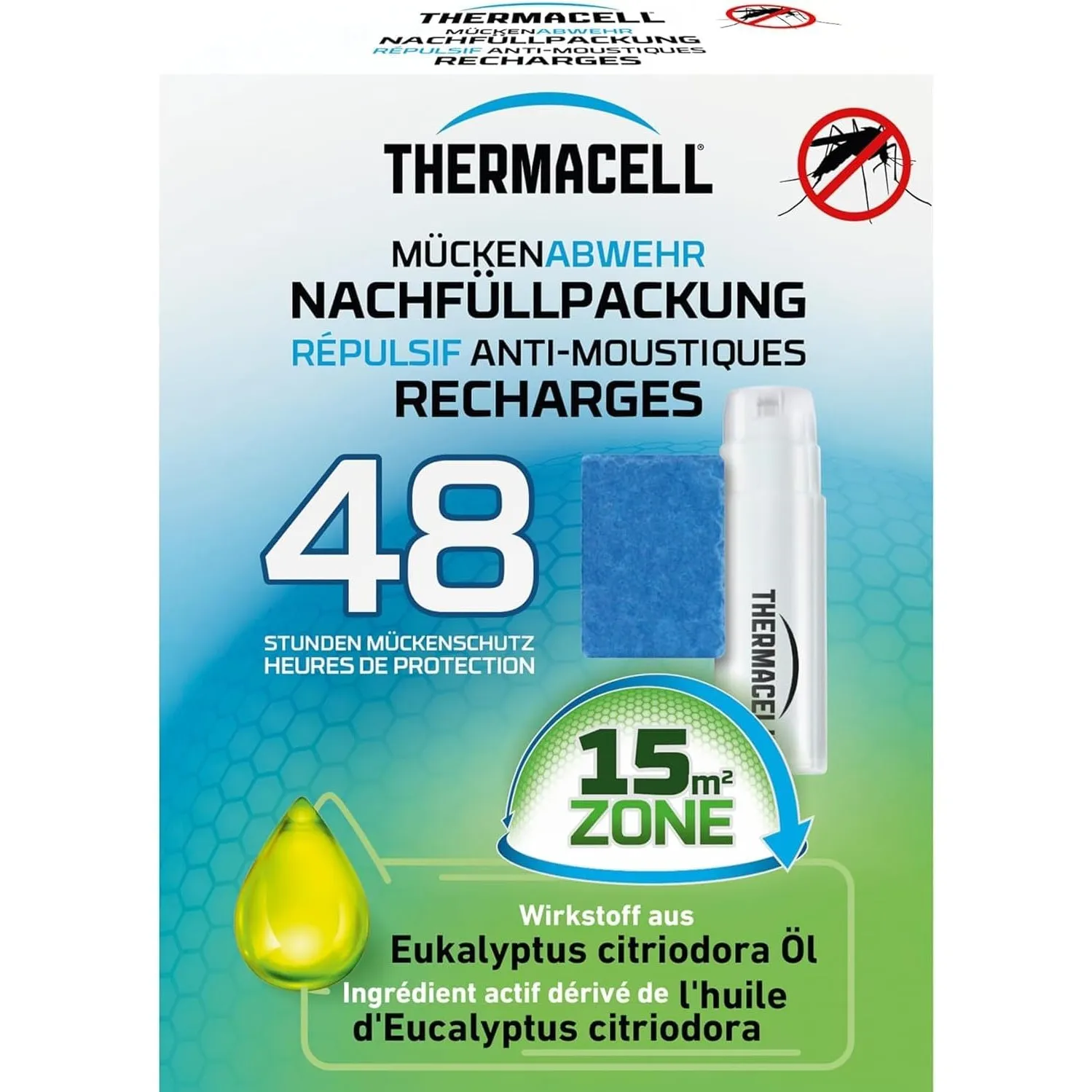 Thermacell Mückenabwehr Nachfüllpackung – 48 Stunden Mückenschutz, 12 Wirkstoffplättchen & 4 Gaskartuschen