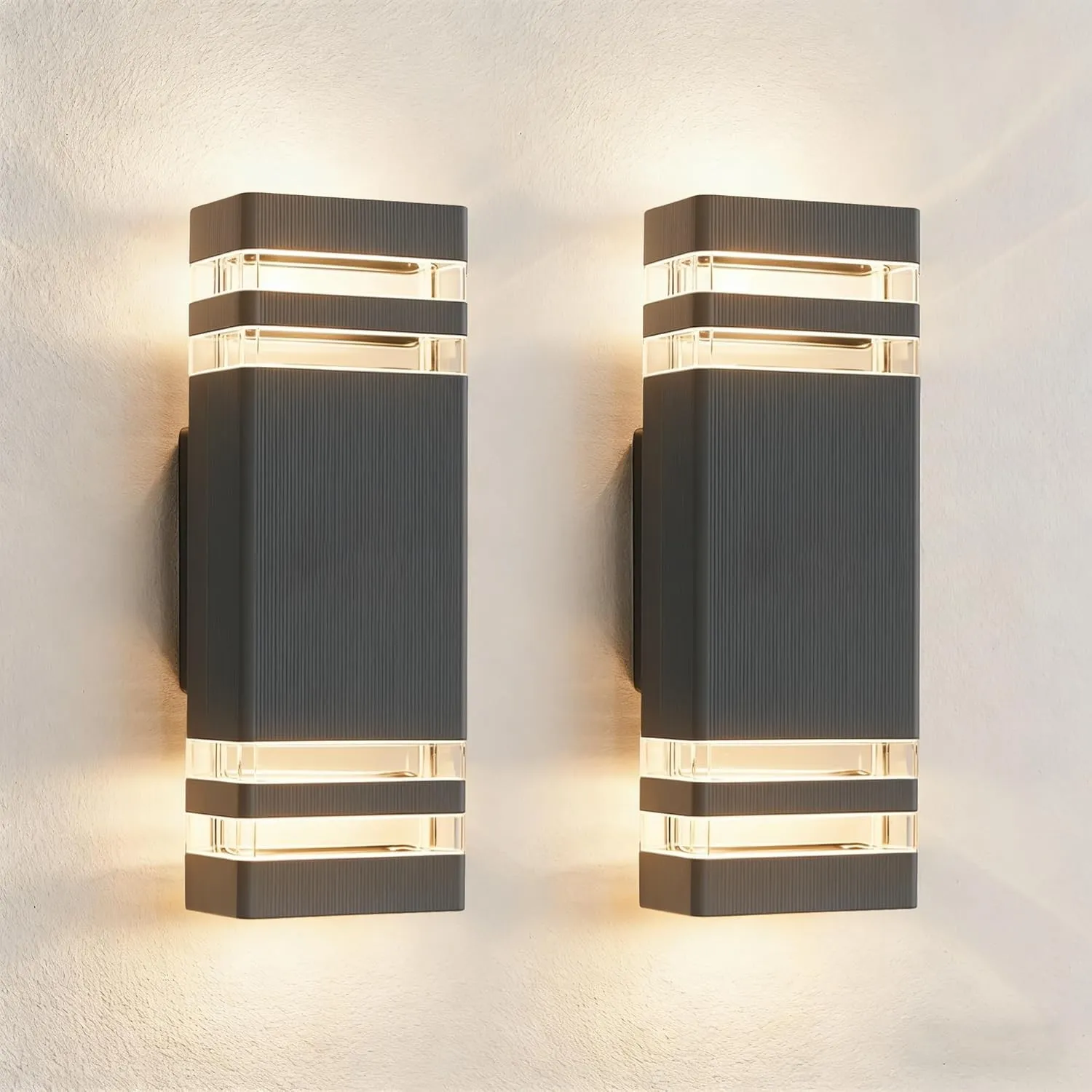 JNR 2 Pack Aussenlampe Wand IP54 Wasserdichte LED Wandleuchte Aussen, Außenlampe Wand 4 * 5w GU10 3000K Warmweiß Glühbi…