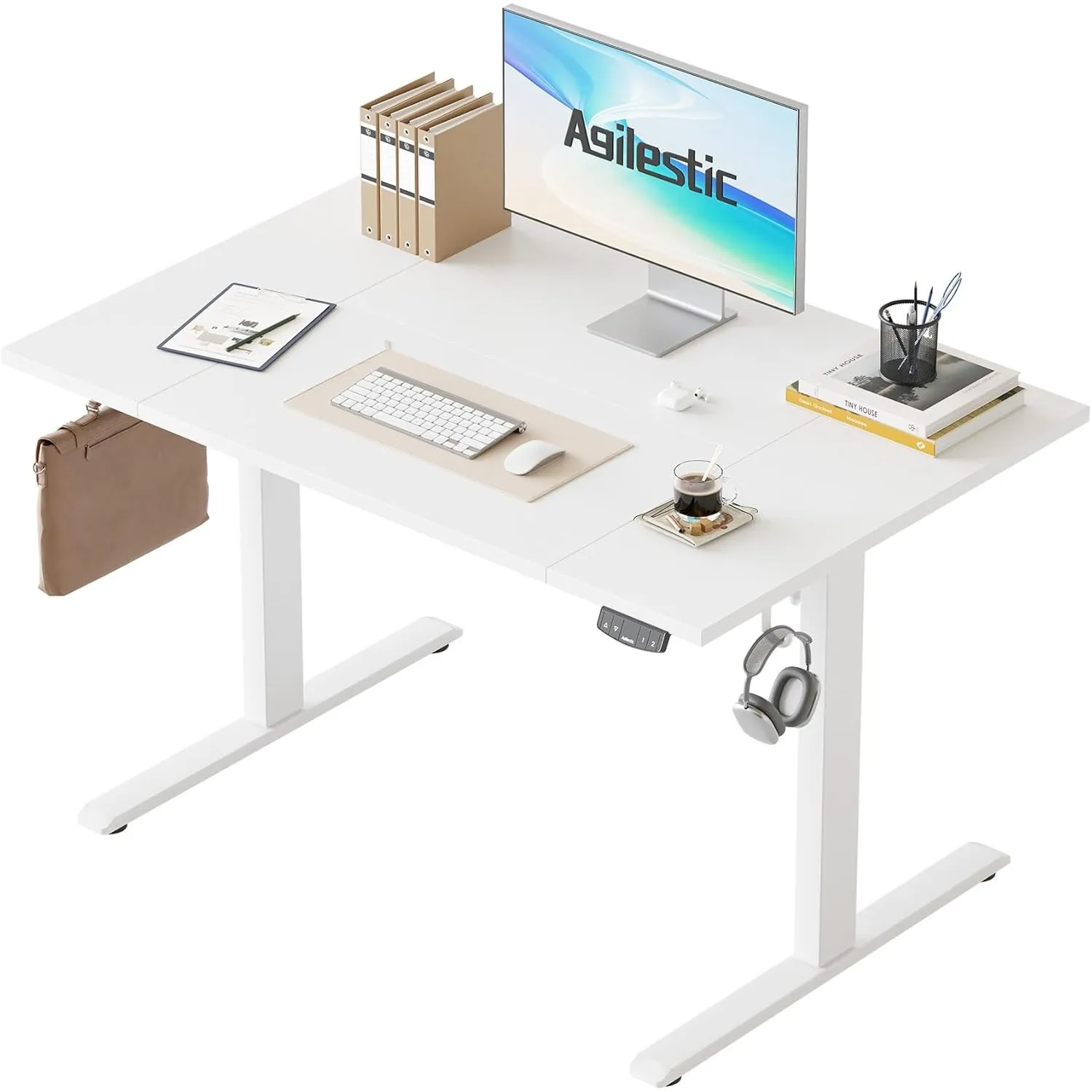 Agilestic Höhenverstellbarer Schreibtisch 120 x 80 cm | Schreibtisch höhenverstellbar elektrisch, 2 Speicherplätze, Ste…