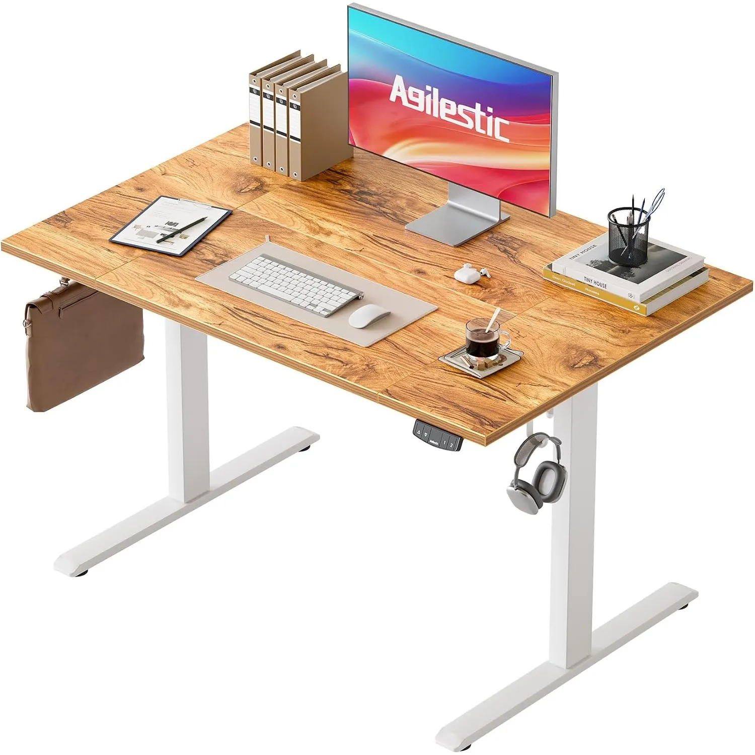 Agilestic Höhenverstellbarer Schreibtisch 120 x 80 cm | Schreibtisch höhenverstellbar elektrisch, 2 Speicherplätze, Ste…