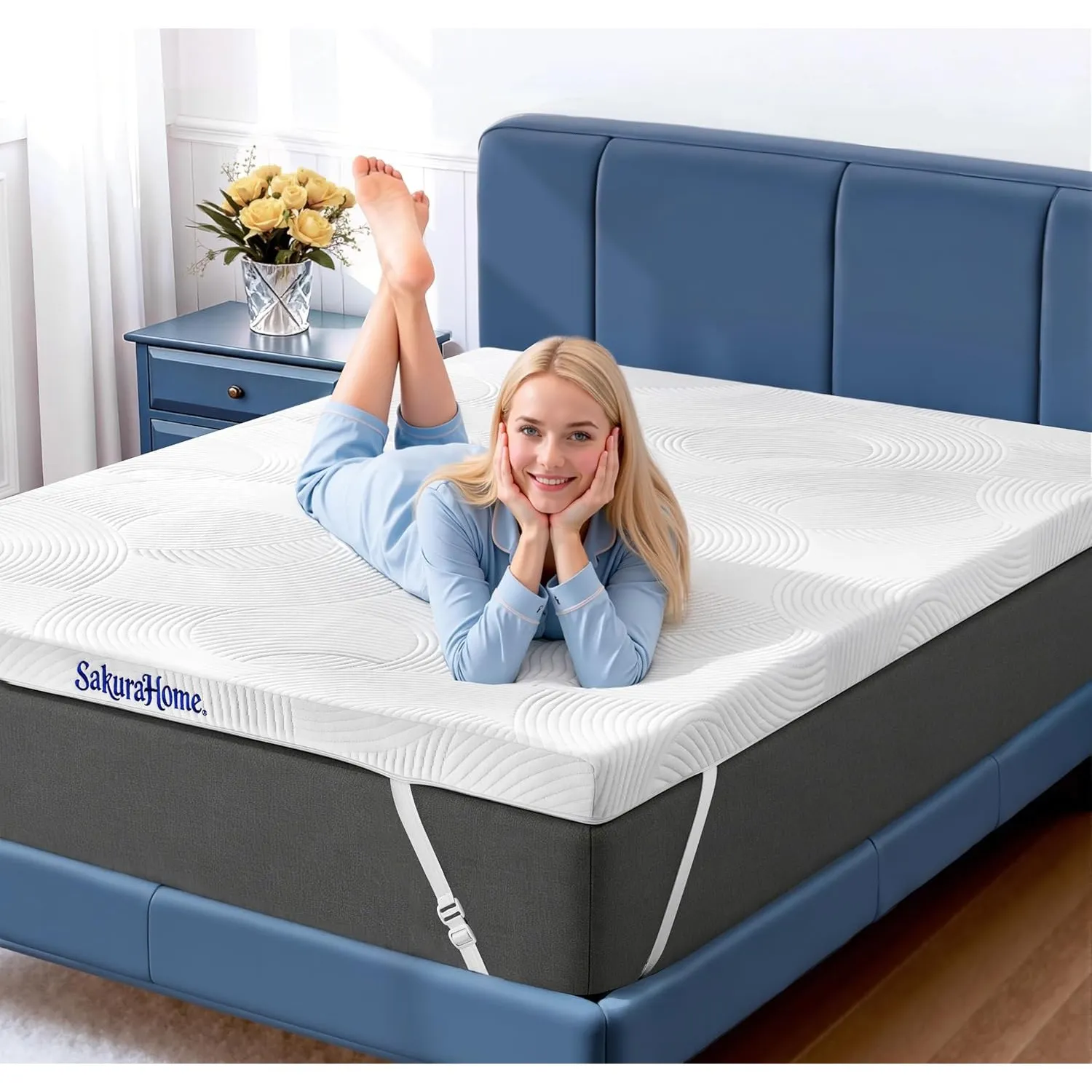 SakuraHome Matratzentopper 160x200cm - H3/H2 Gel Memory-Schaum Matratzen Topper, ca. 8cm Höhe, für Boxspringbett Schlaf…