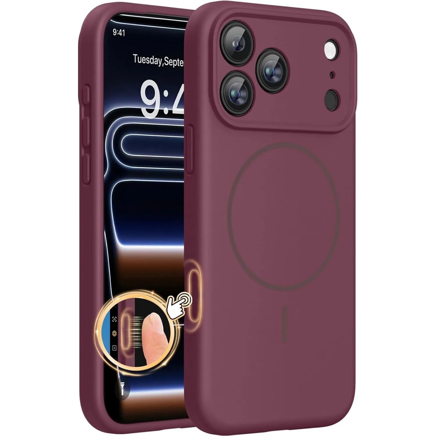 Miracase Magnetic für iPhone 17 Pro Hülle, Kompatibel mit MagSafe, integrierter Silikon-Kamerasteuerungsschutz, 3,0 mm …