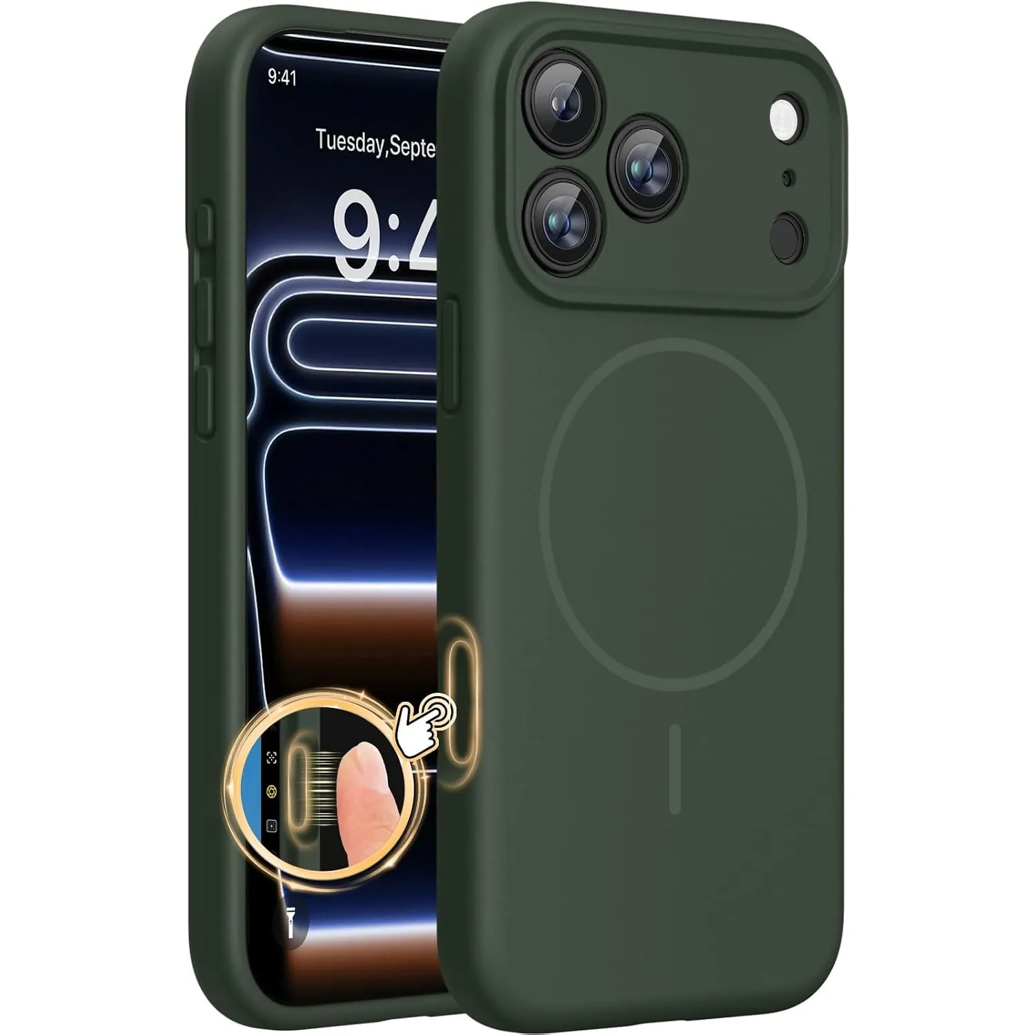 Miracase Magnetic für iPhone 17 Pro Max Hülle, Kompatibel mit MagSafe, integrierter Silikon-Kamerasteuerungsschutz, 3,0…
