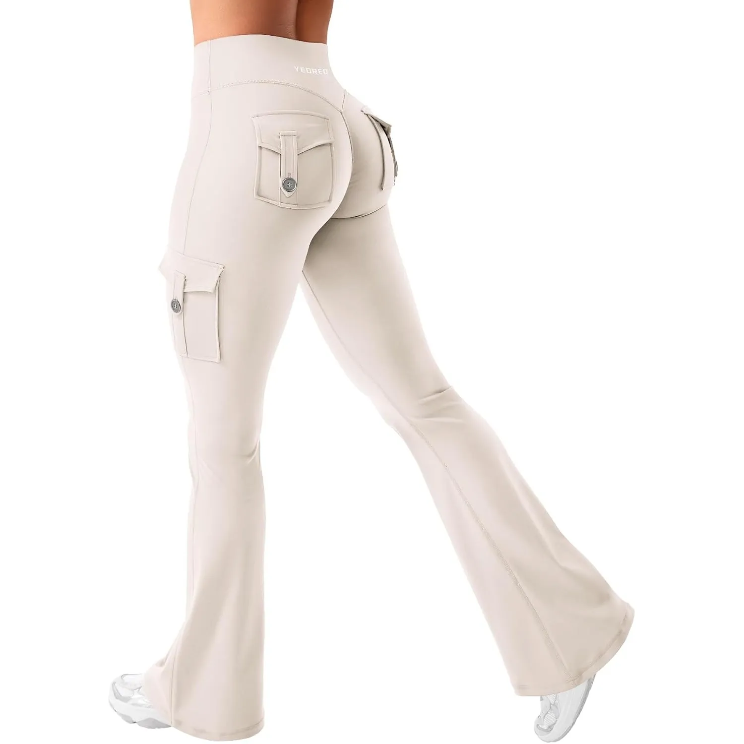 YEOREO CoreFlex Damen Invisible Scrunch Flare Leggings mit 4 Pockets | High Waist,Schlaghosen,Workout,Seamless,Push Up,…