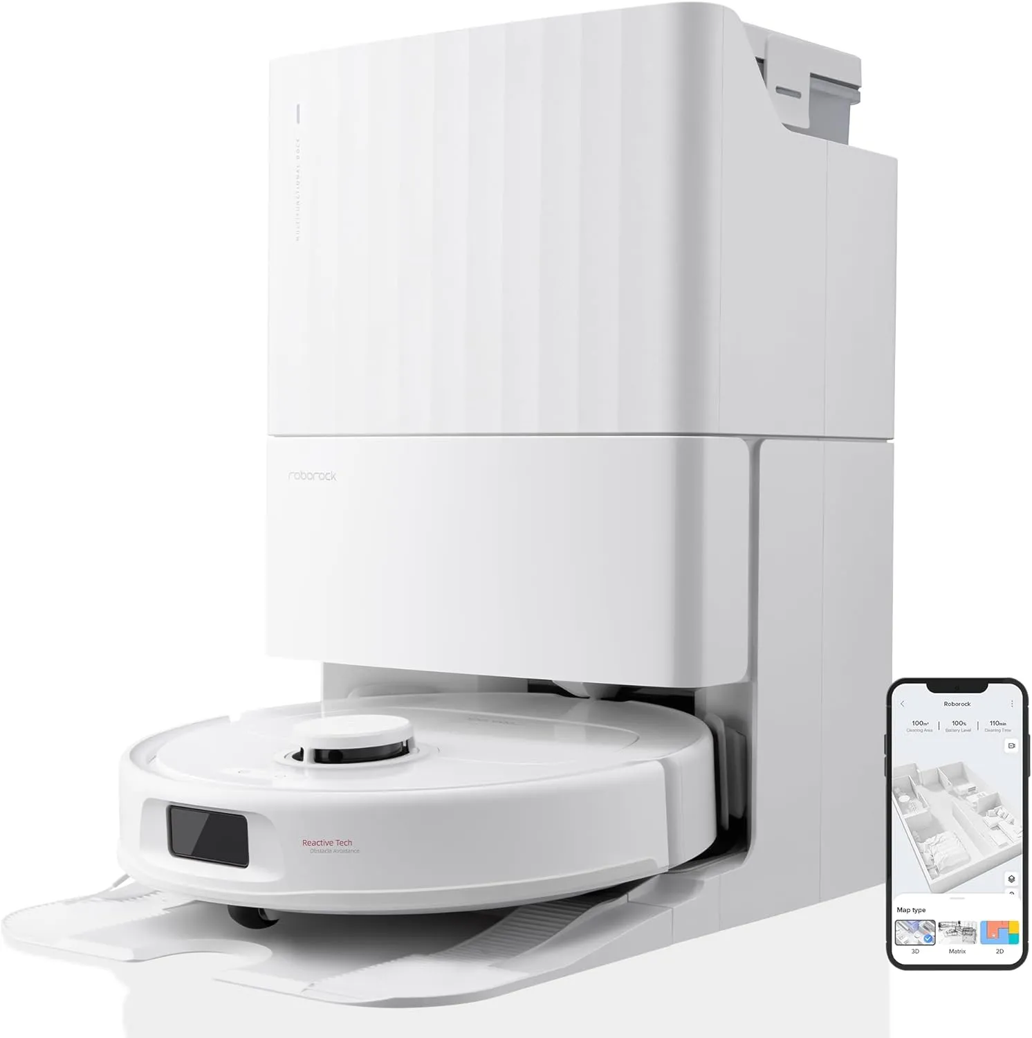 roborock QrevoS Saugroboter mit Saugleistung von 7000Pa, PreciSense LiDAR Navigation, 45 dB(A) leises Trocknen (Weiß) (…