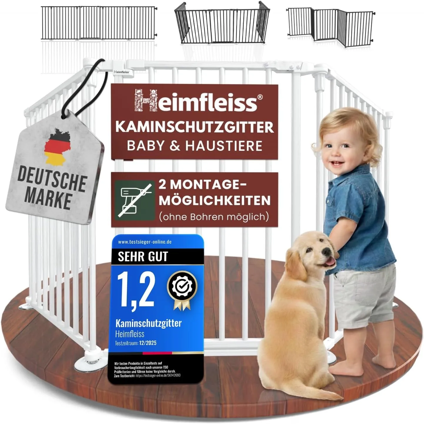 Heimfleiss® Kaminschutzgitter Baby mit Sicherheitsverschluss | Kamingitter