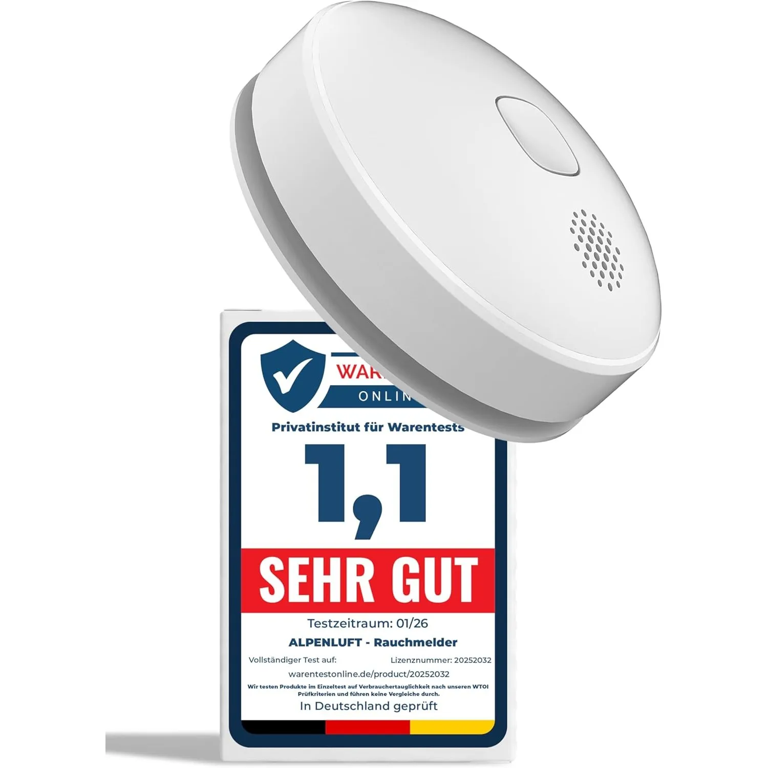 Rauchmelder 10 Jahre Batterie, Mini Feuermelder Funk Vernetzt, Rauchwarnmelder, Brandmelder, Funkrauchmelder Ohne Bohre…