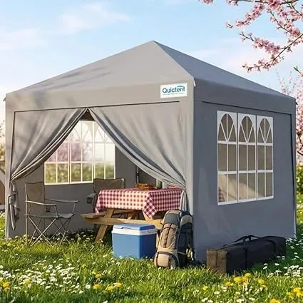Quictent Faltpavillon 3x3m wasserdicht | Partyzelt, Gartenpavillon, mit Seitenwänden, UV-Schutz 50+, Tragetasche inkl, …