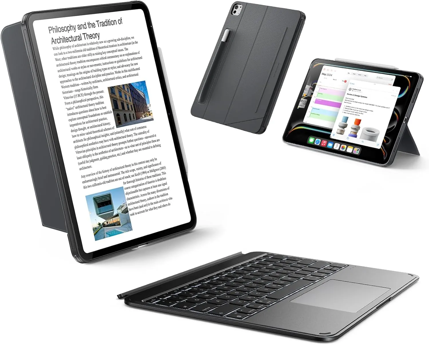 ESR Hülle mit Tastatur für iPad Air 13" (M4/M3/M2) 2026~2024 – Magnetisch abnehmbare Tastatur, Hoch/Querformat, großes …