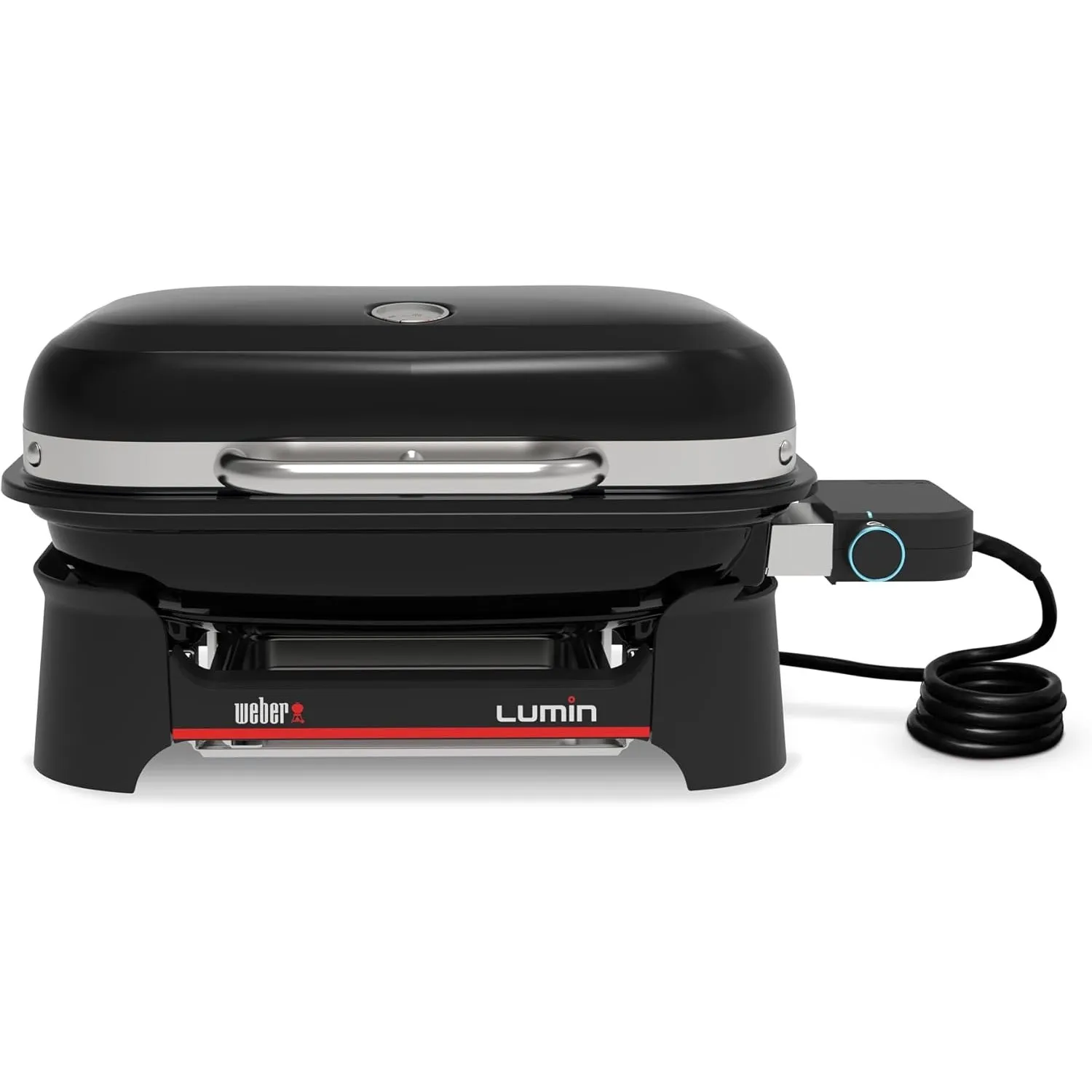 Weber Lumin Compact Tragbarer Kompakter Elektrogrill, Bis zu 315 °C, mit Deckelthermometer, Porzellanemaillierte Gussei…