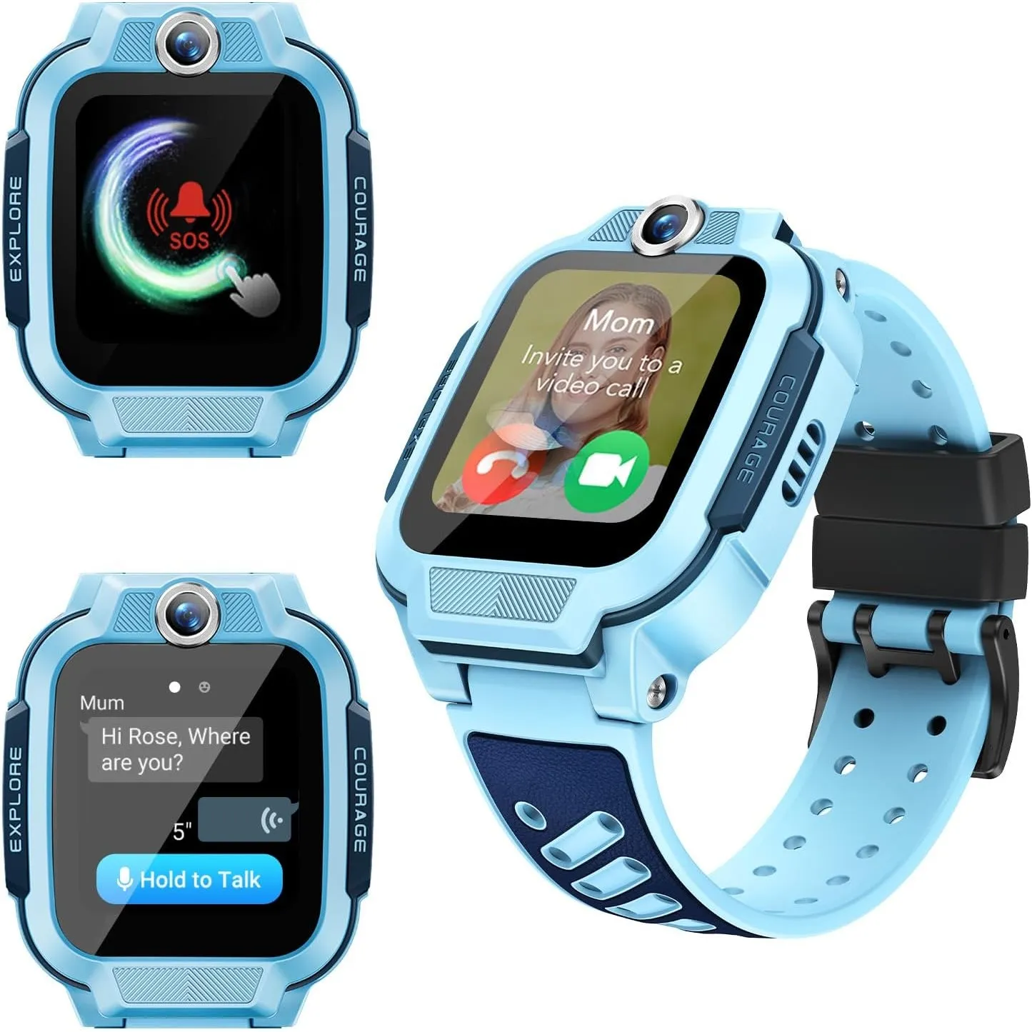 imoo Z3 Kinder Smartwatch mit GPS mit SIM, Videoanruf Kinderuhr Junge Blau