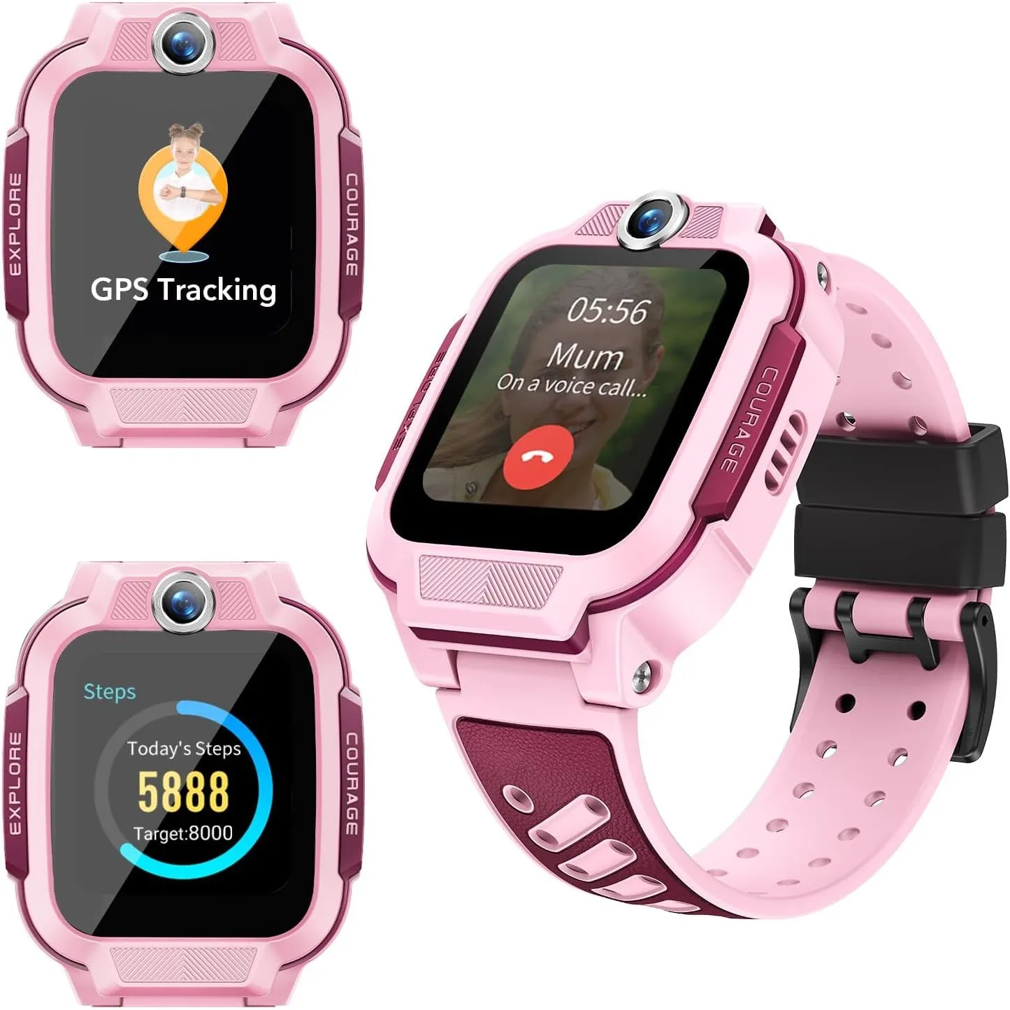 imoo Z3 Smartwatch Kinder mit GPS und Telefon, 4G Videoanruf mit SIM Rosa
