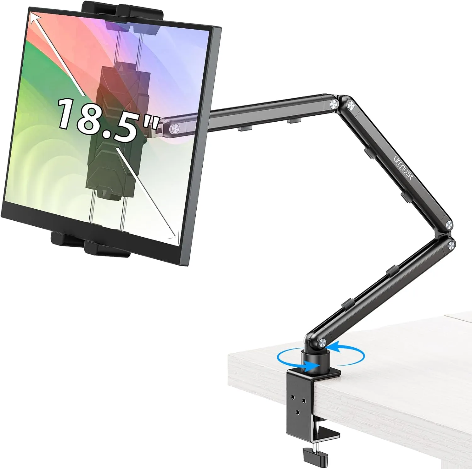 Urmust Tablet Halterung Höhenverstellbarer Aluminium Tablet Armhalterung mit 360° drehbarer Metallbasis, iPad Halterung…