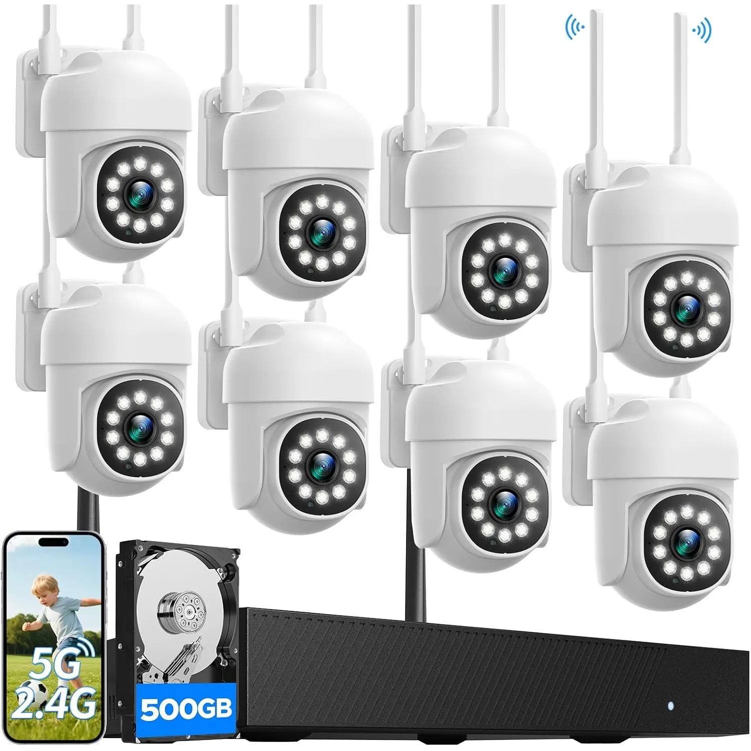 Camcamp Überwachungskamera Aussen Set, Kamera überwachung WLAN 2.4&5G WiFi