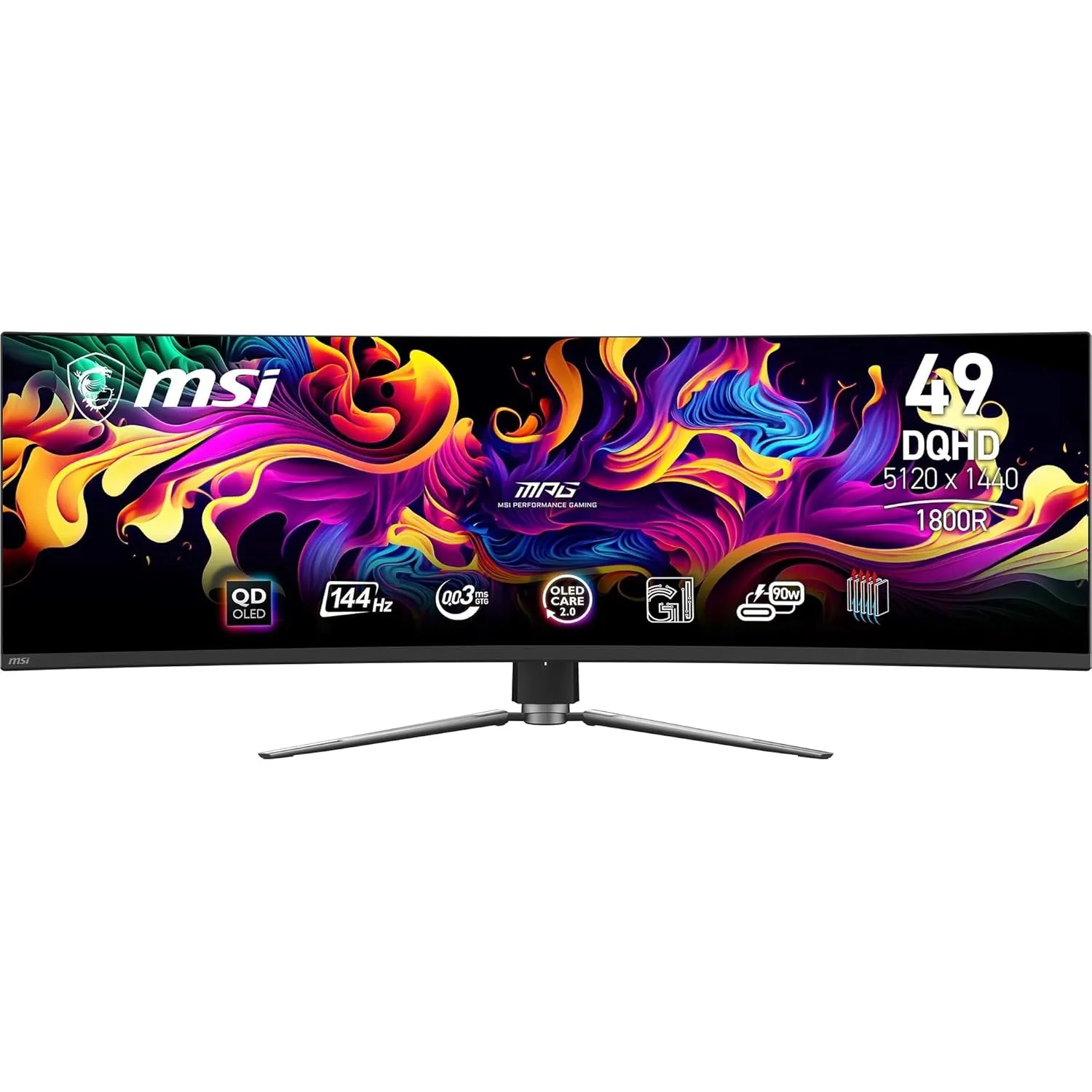 MSI MPG 491CQPA QD-OLED 49-Zoll-DQHD-Curved-Gaming-Monitor 1800R, 5120 x 1440 Quantum Dot OLED-Panel, 144 Hz / 0,03 ms,…