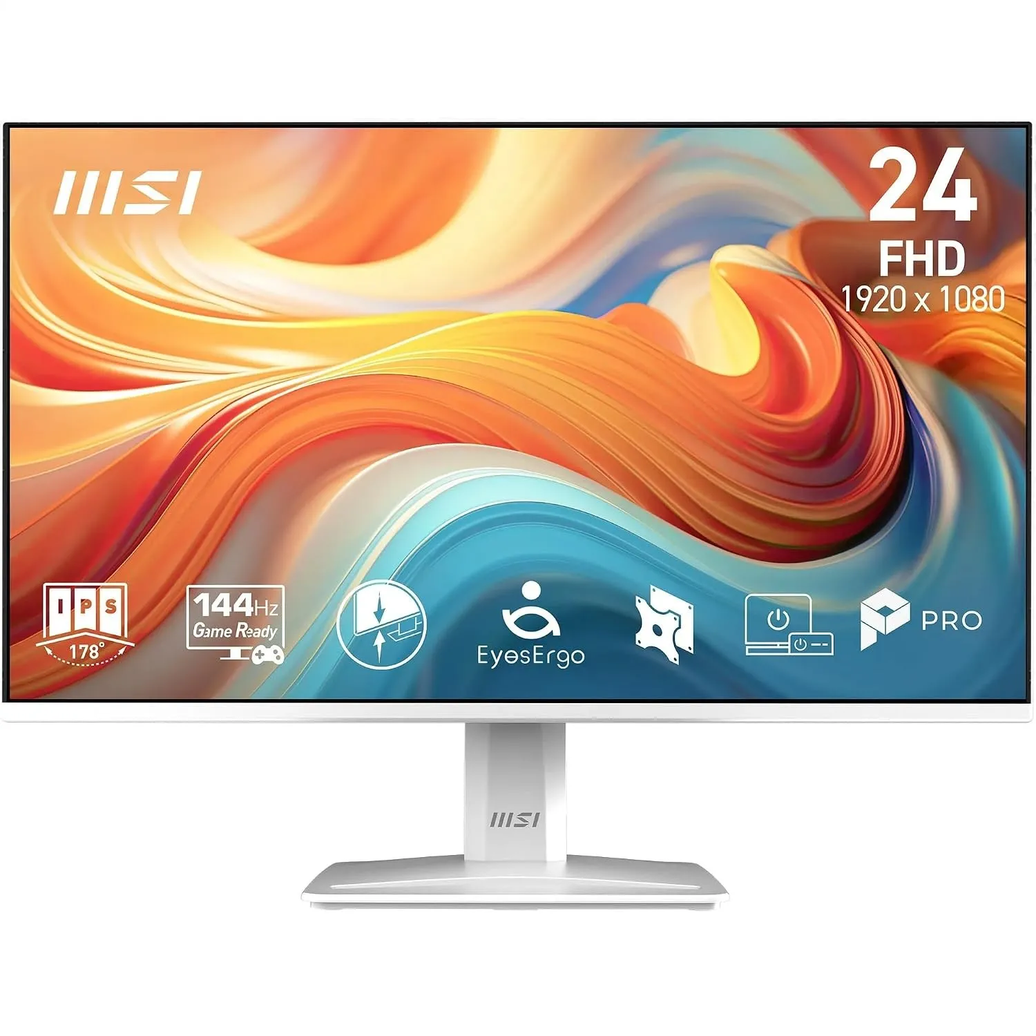 MSI PRO MP243WA E14 24-Inch FHD Computer Monitor, 1920x1080 IPS, 144Hz, 1ms, HDR Ready, Adaptive Sync, Eye Care, Built-…