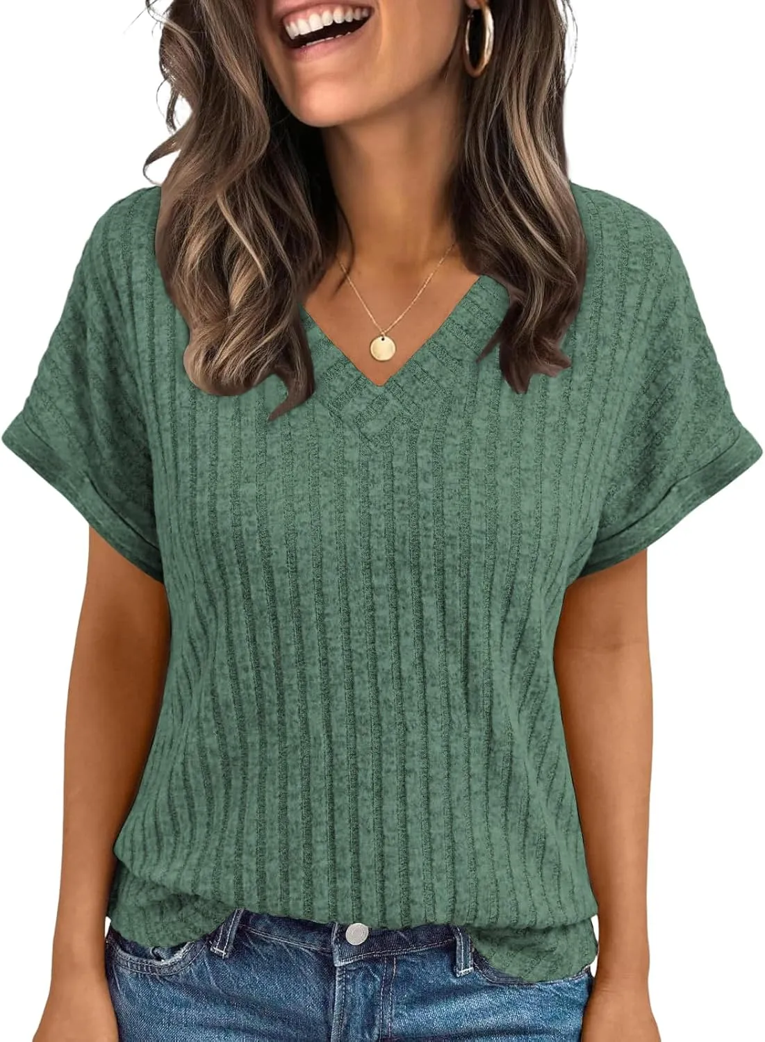 Cuptacc Tshirt Damen Leicht Oberteile V Ausschnitt Kurzarm Tops Für Damen Basic Tunika Elegant Shirts Sommer