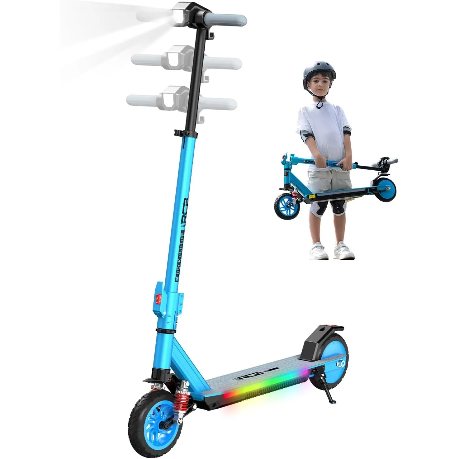 RCB R12 MAX E-Scooter Kinder 6+ Jahren, bis zu 16km/h &15km, 7 Zoll Faltbar Elektroroller,Stoßdämpfung,Höhenanpassung,B…