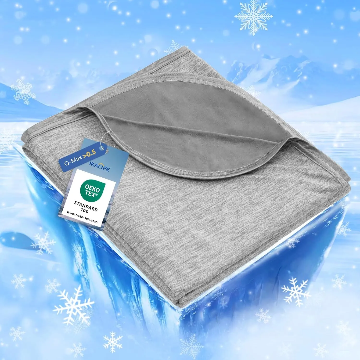 IKALIFE Cooling Blanket Summer - 2 in 1 Lightweight Summer Blanket Cooling Q-Max > 0.5 Cooling Blanket for Sleeping for…