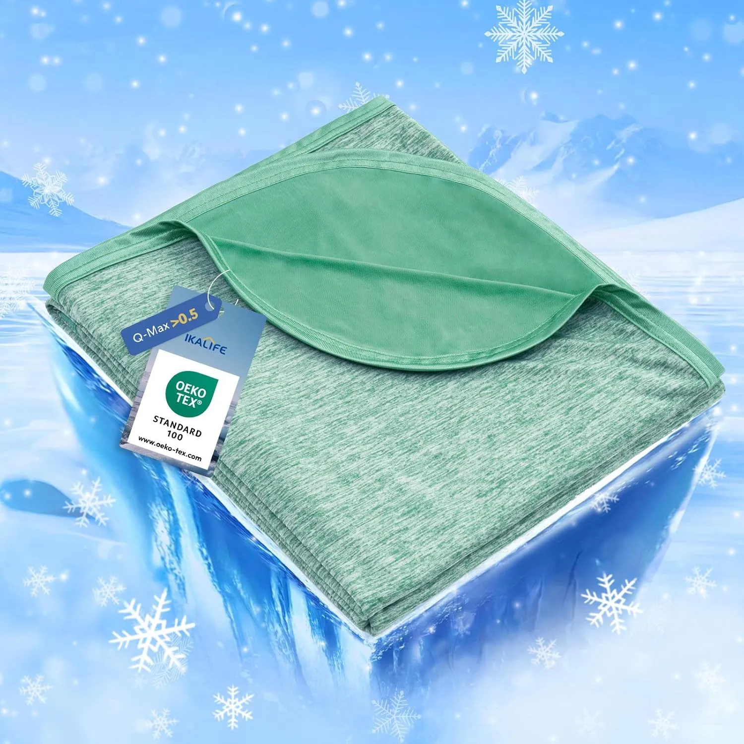 IKALIFE Cooling Blanket Summer - 2 in 1 Lightweight Summer Blanket Cooling Q-Max > 0.5 Cooling Blanket for Sleeping for…