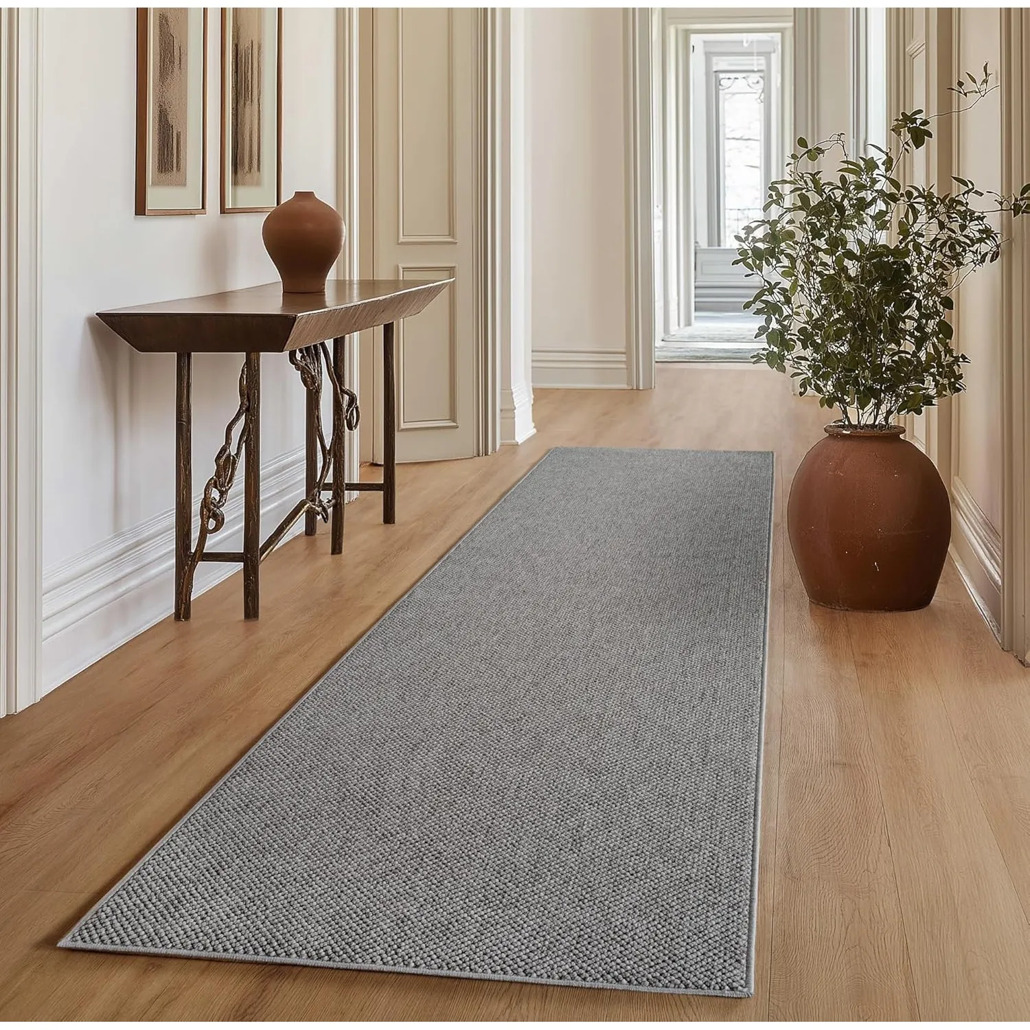 SIMPEX Teppich Läufer 80x250 cm Grau Einfarbig Bouclé Schlingenflor Skandi Stil Superweich Robust Pflegeleicht Moderner…